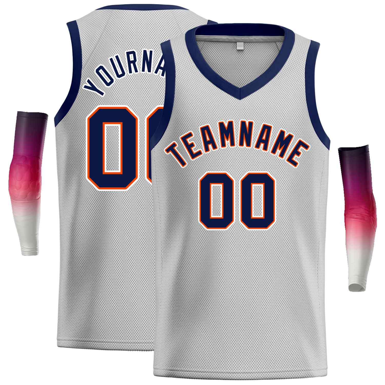 Benutzerdefiniertes Navv-Orange Classic Tops Herren-Freizeit-Basketballtrikot