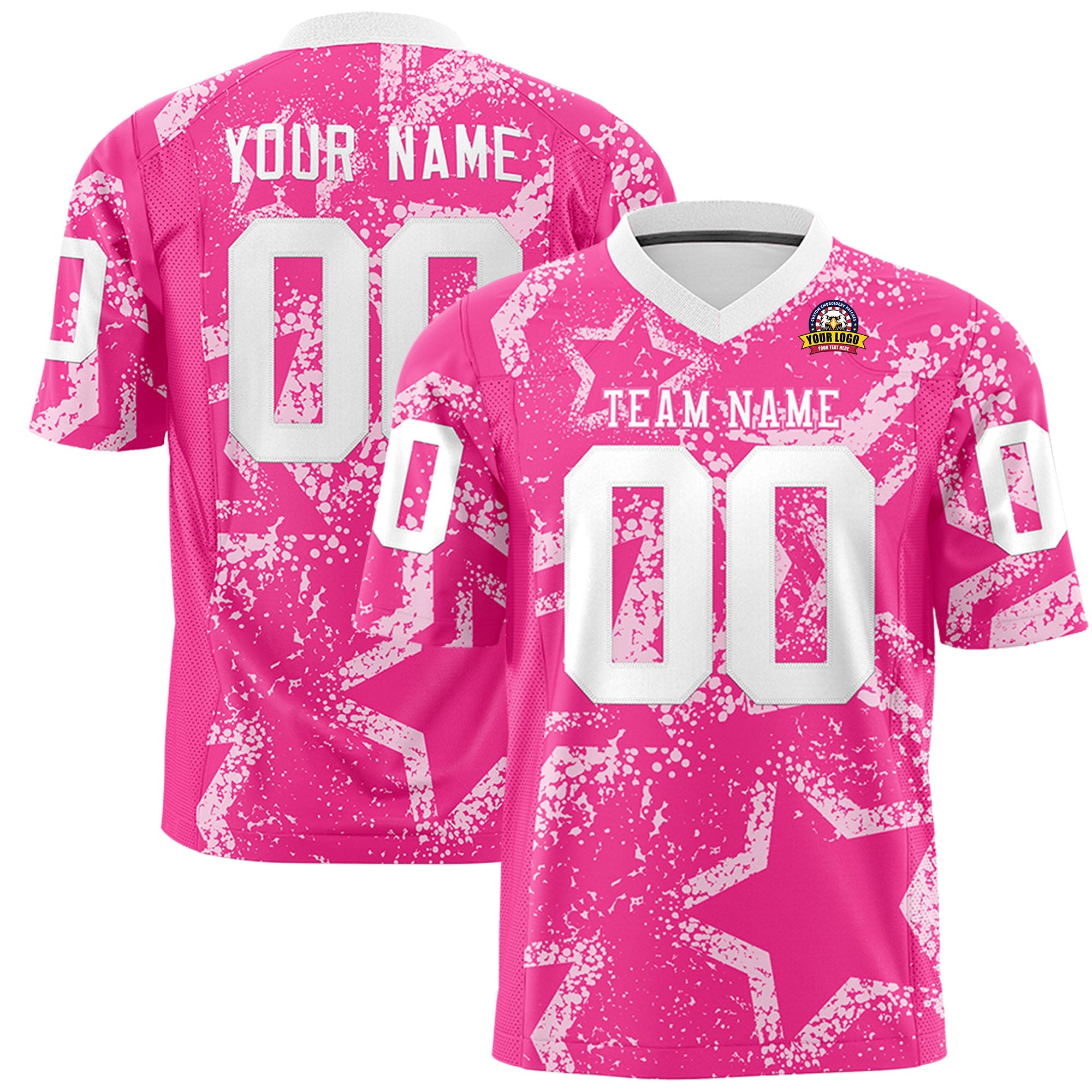 Individuell personalisiertes, authentisches Fußballtrikot mit Stern-Graffiti-Muster