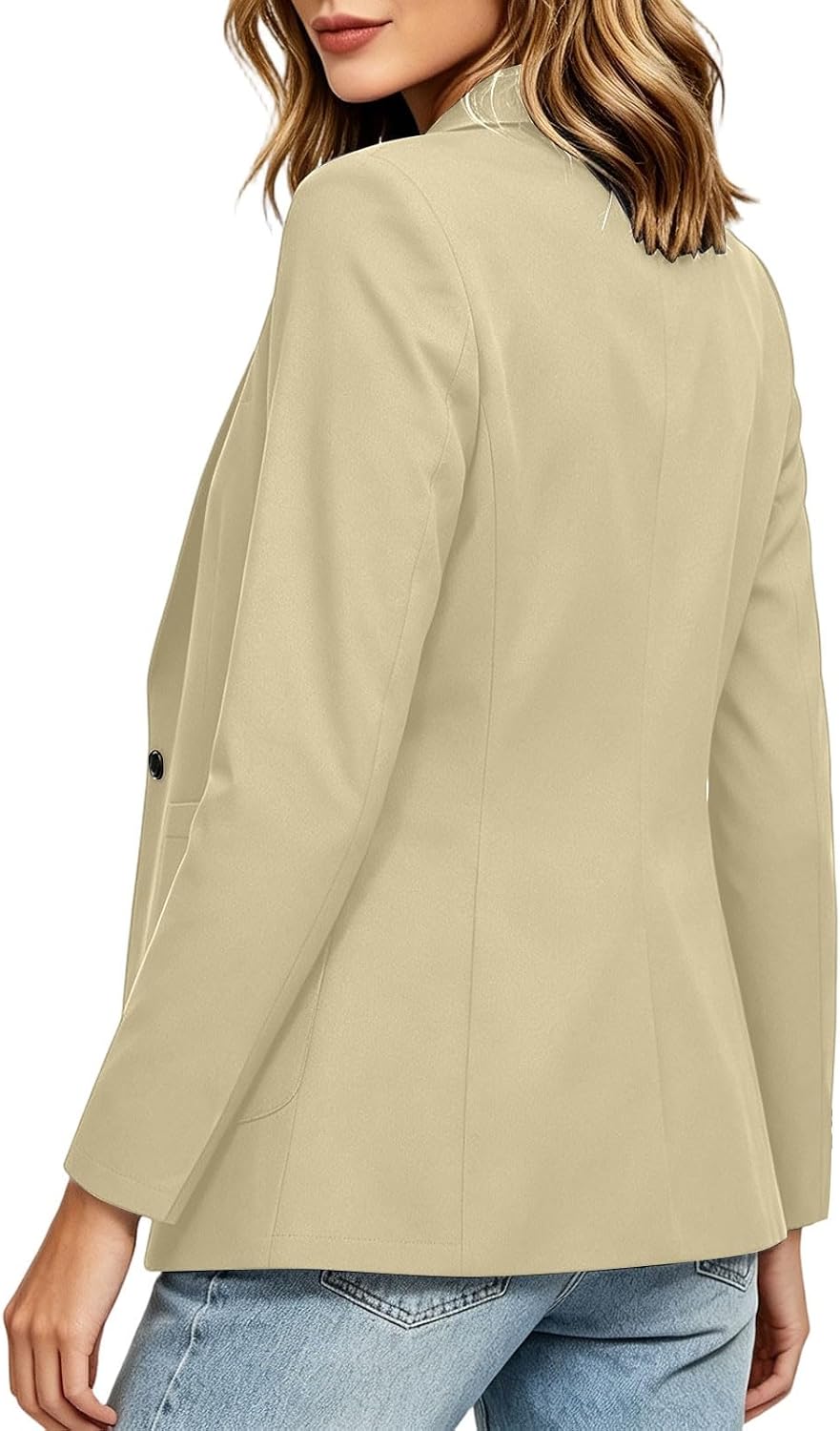 Women's Long Sleeve Blazers Lightweight Fit Jackets with Padded Shoulder for Business