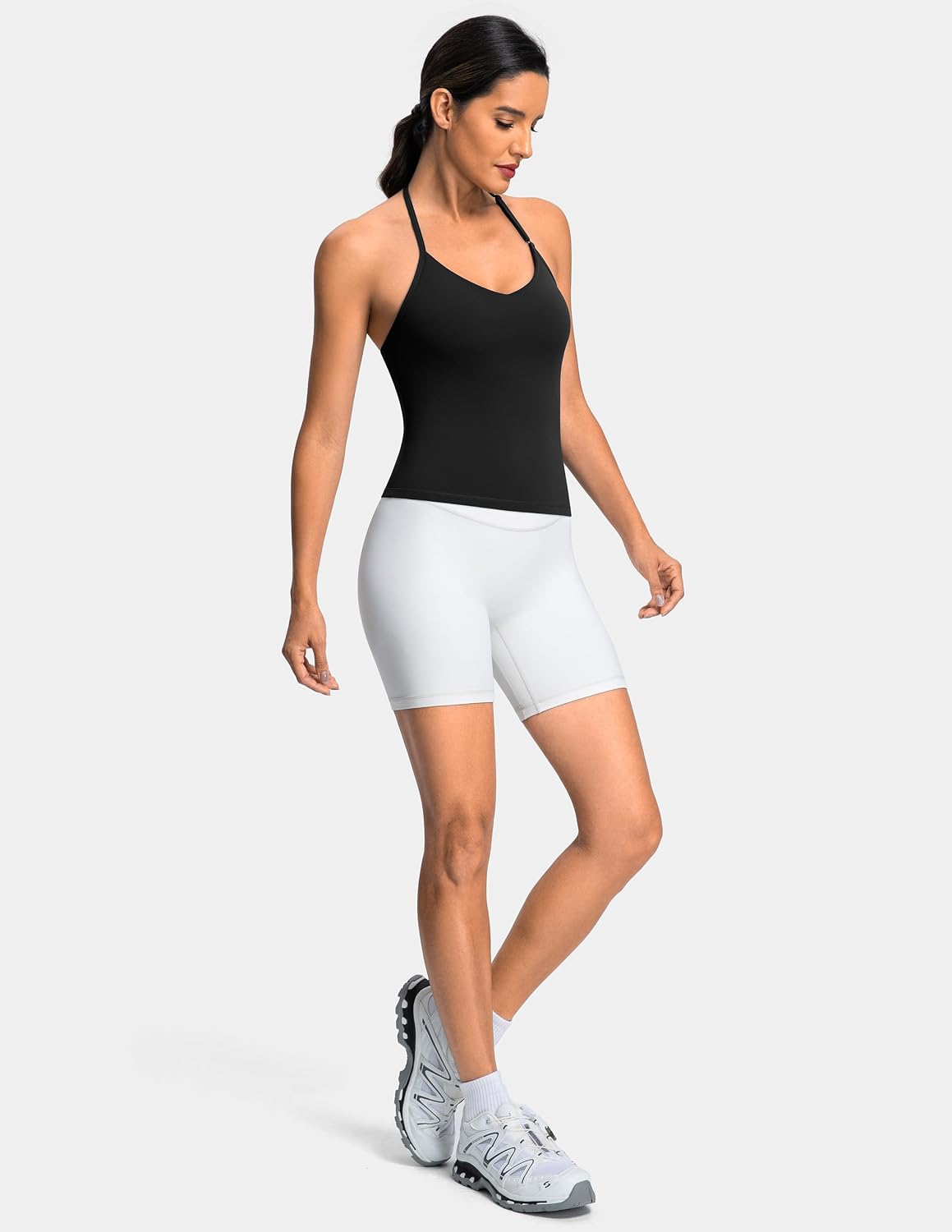 Women's Halter Crop Workout Top with Built in Bra