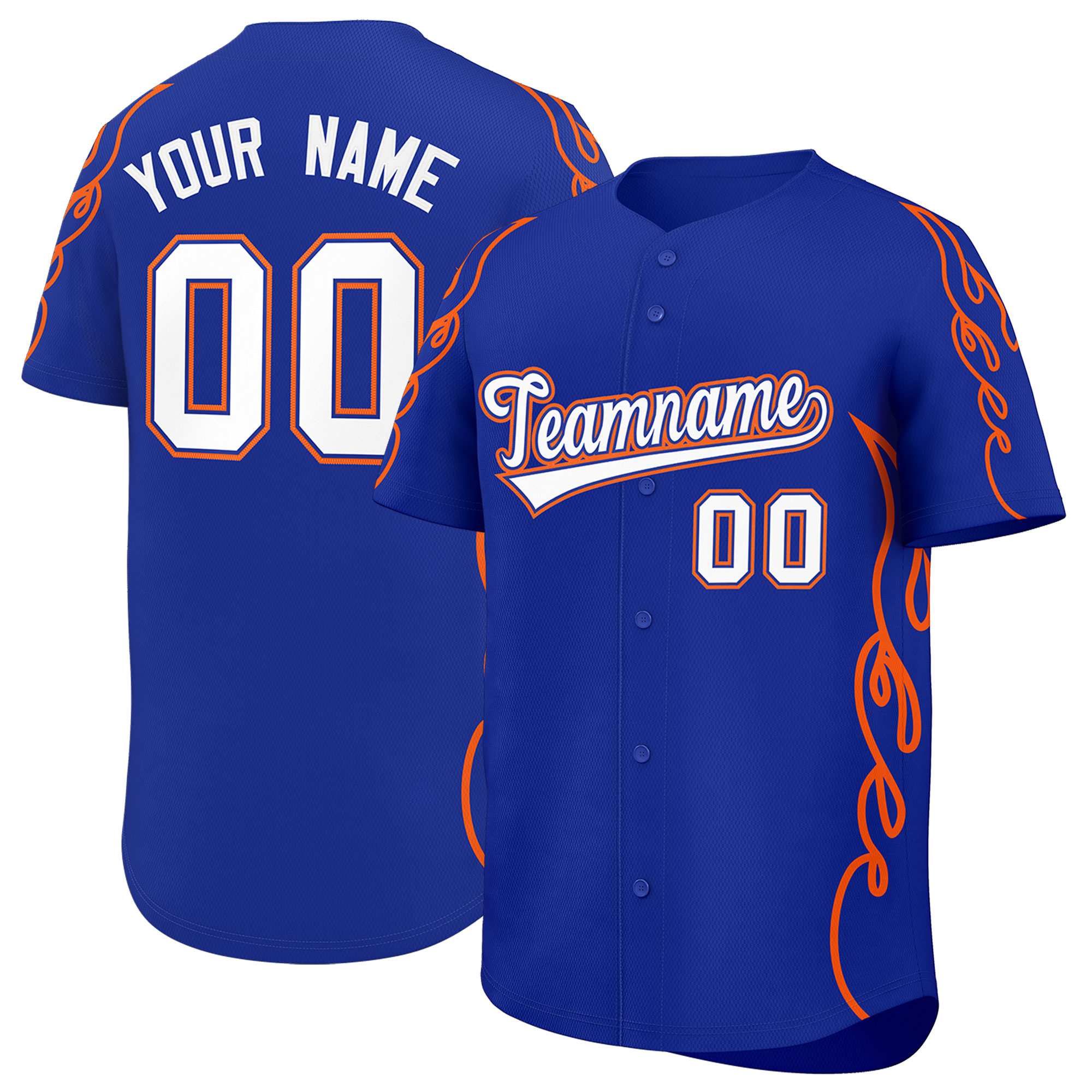 Benutzerdefiniertes Baseball-Trikot mit Seitenflammen-Umrissmuster für Sportuniformen