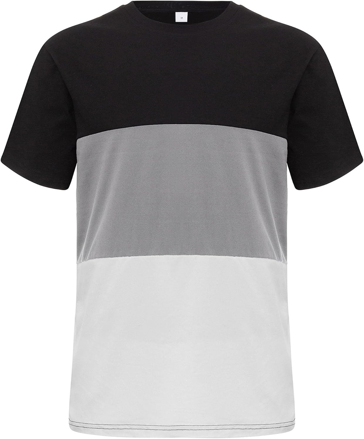Men's Color Block Crew Neck T-Shirt Black Grey Men's Color Block Crew Neck T-Shirt Black Grey