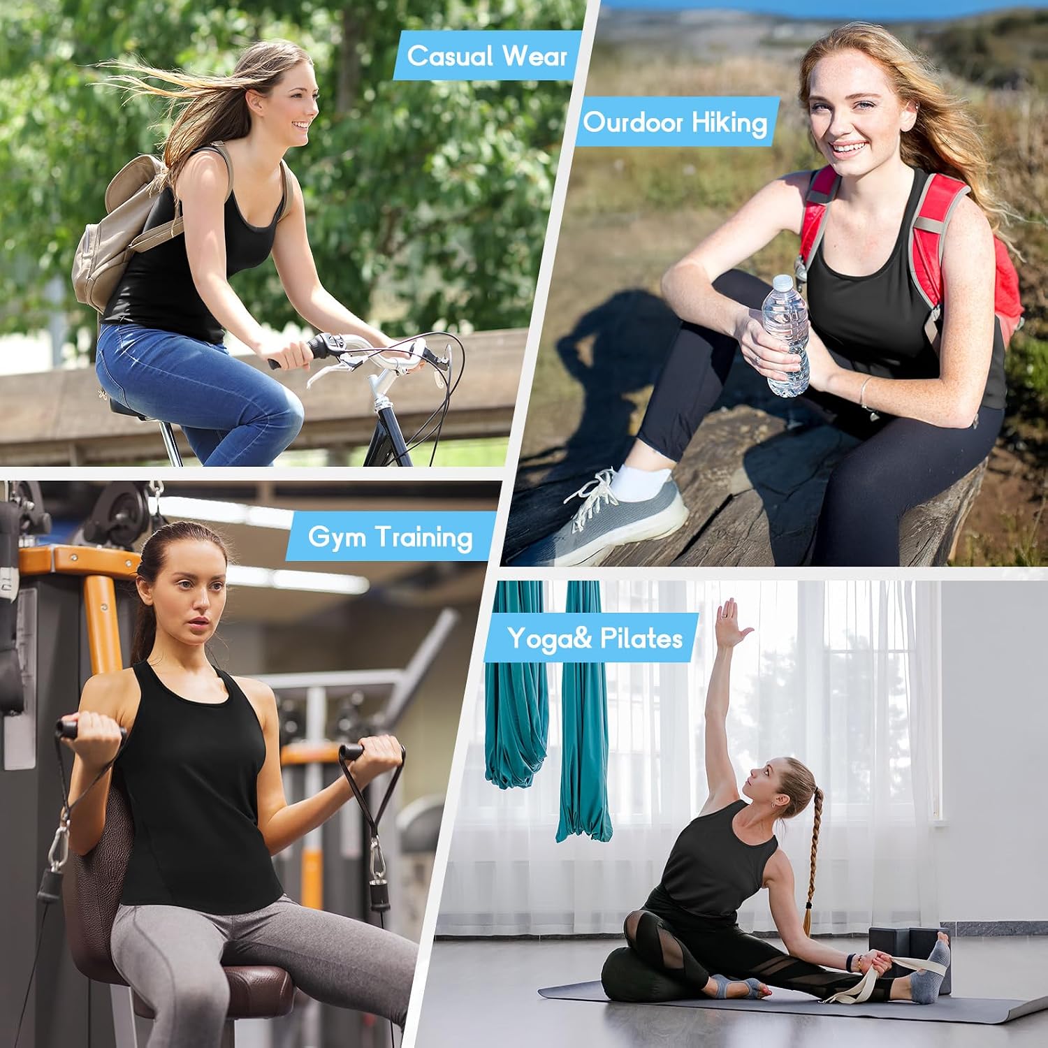 Women's Racerback Compression Tank Top 4 Pack Quick Dry