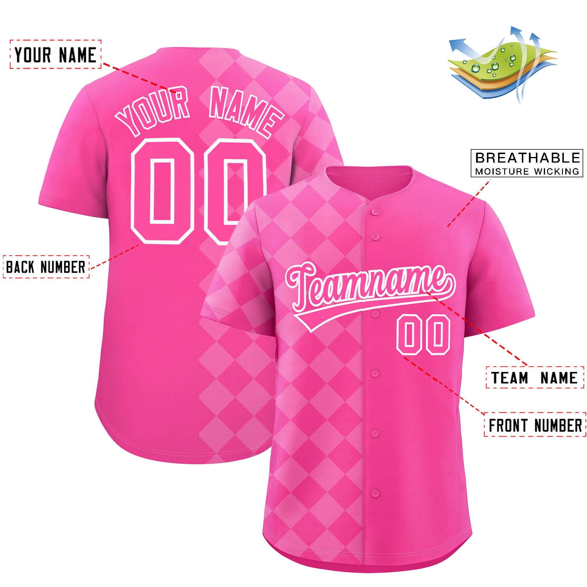 Authentisches Baseball-Trikot im individuellen Rhombus-Design
