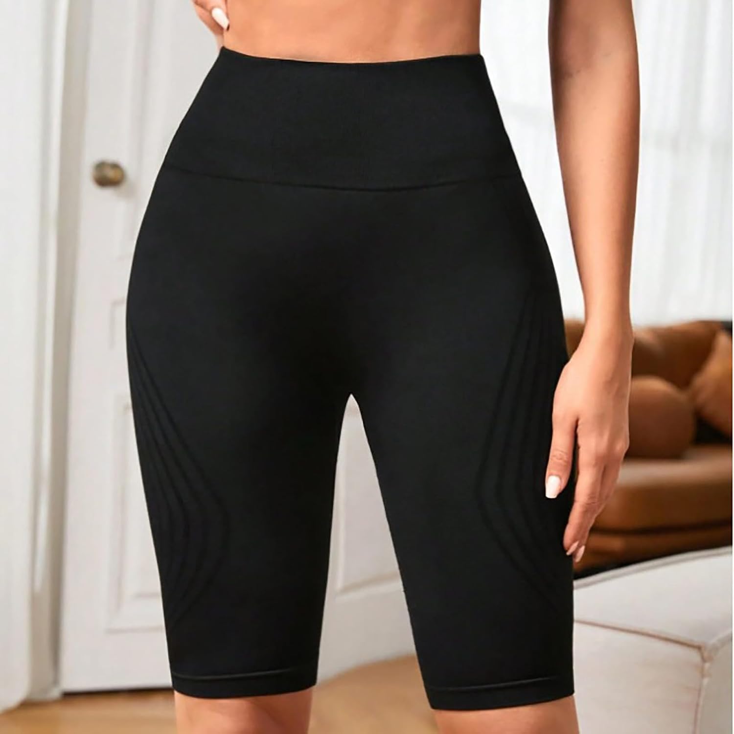 Women's High Waisted Seamless Biker Shorts Black
