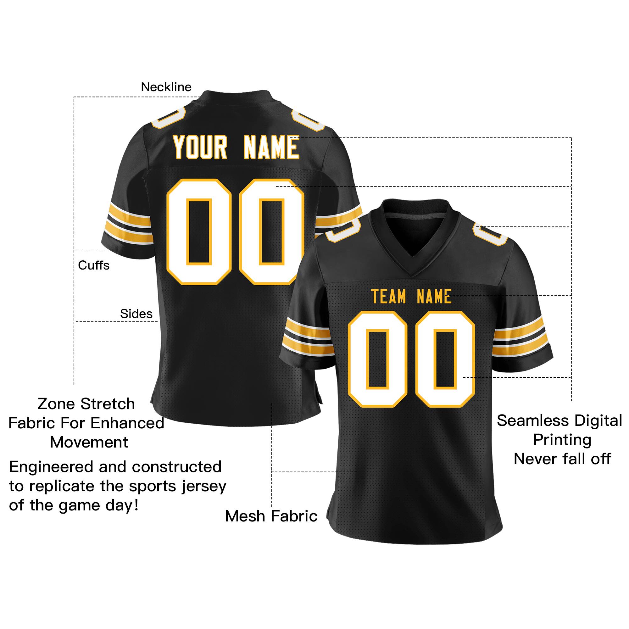 Individuell personalisiertes klassisches authentisches Mesh-Fußballtrikot