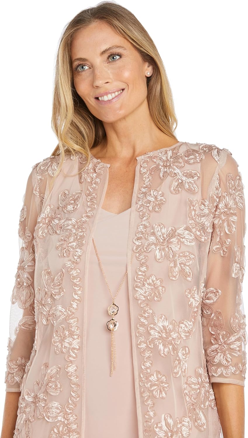 Women's Embellished Soutache Jacket & Sheath Dress Set W\/Necklace Formal Outfit Women's Embellished Soutache Jacket & Sheath Dress Set W\/Necklace Formal Outfit