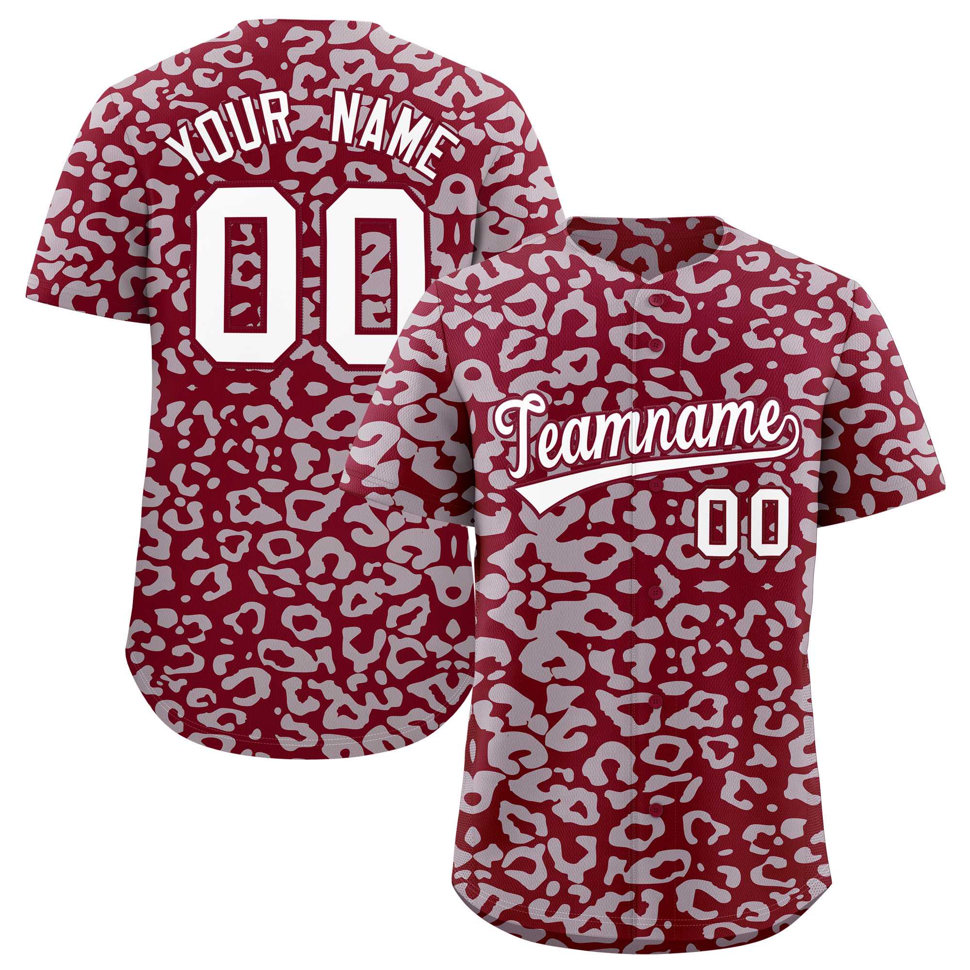 Authentisches Baseball-Trikot mit individuell gestaltetem Leopardenmuster