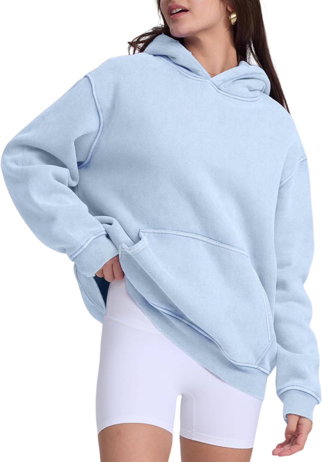 Womens Oversized Hoodie Acid Wash Vintage Sweatshirt Heavyweight Fleece Cotton Streetwear Trendy Sweatshirts