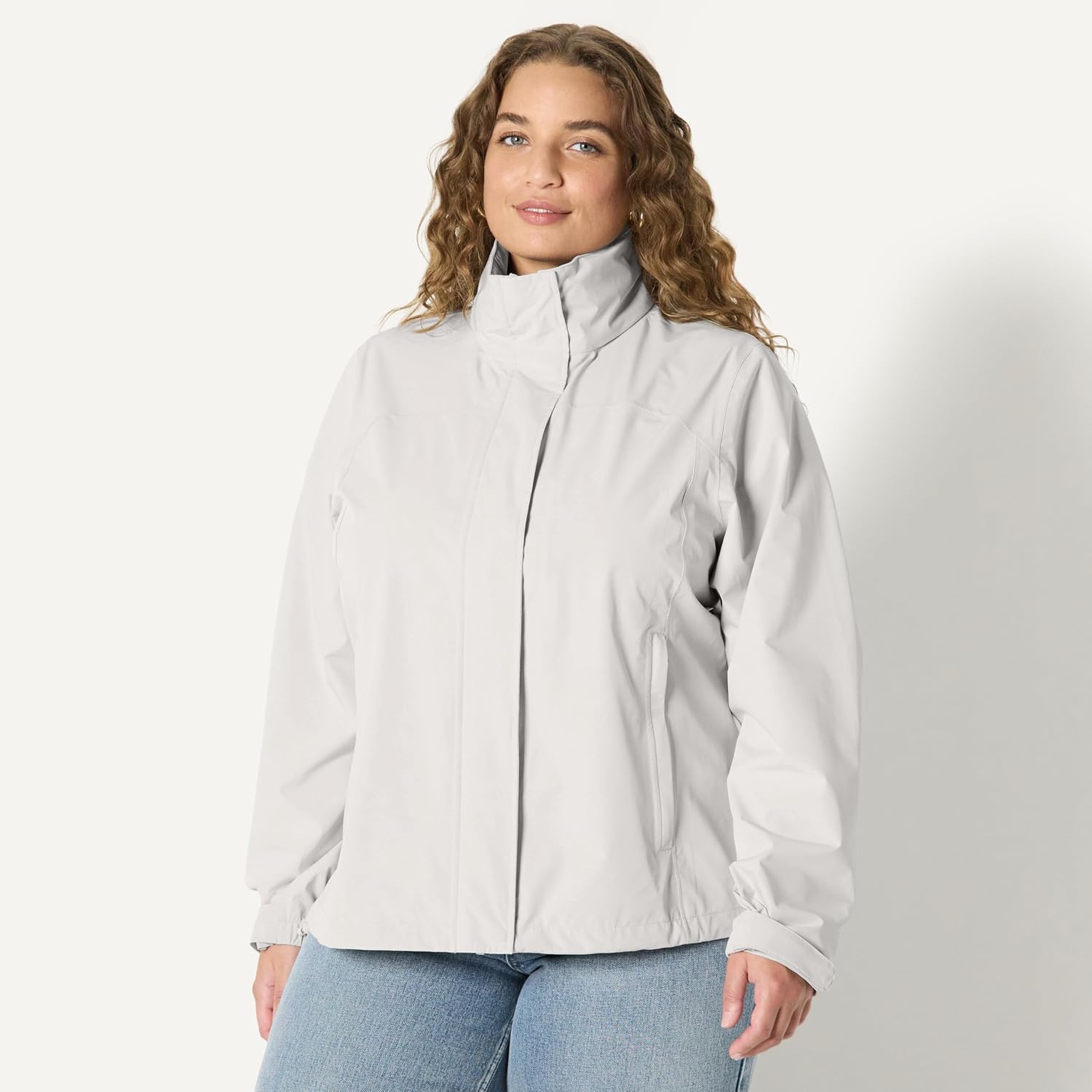 Women's Waterproof Hooded Rain Jacket Eggshell White