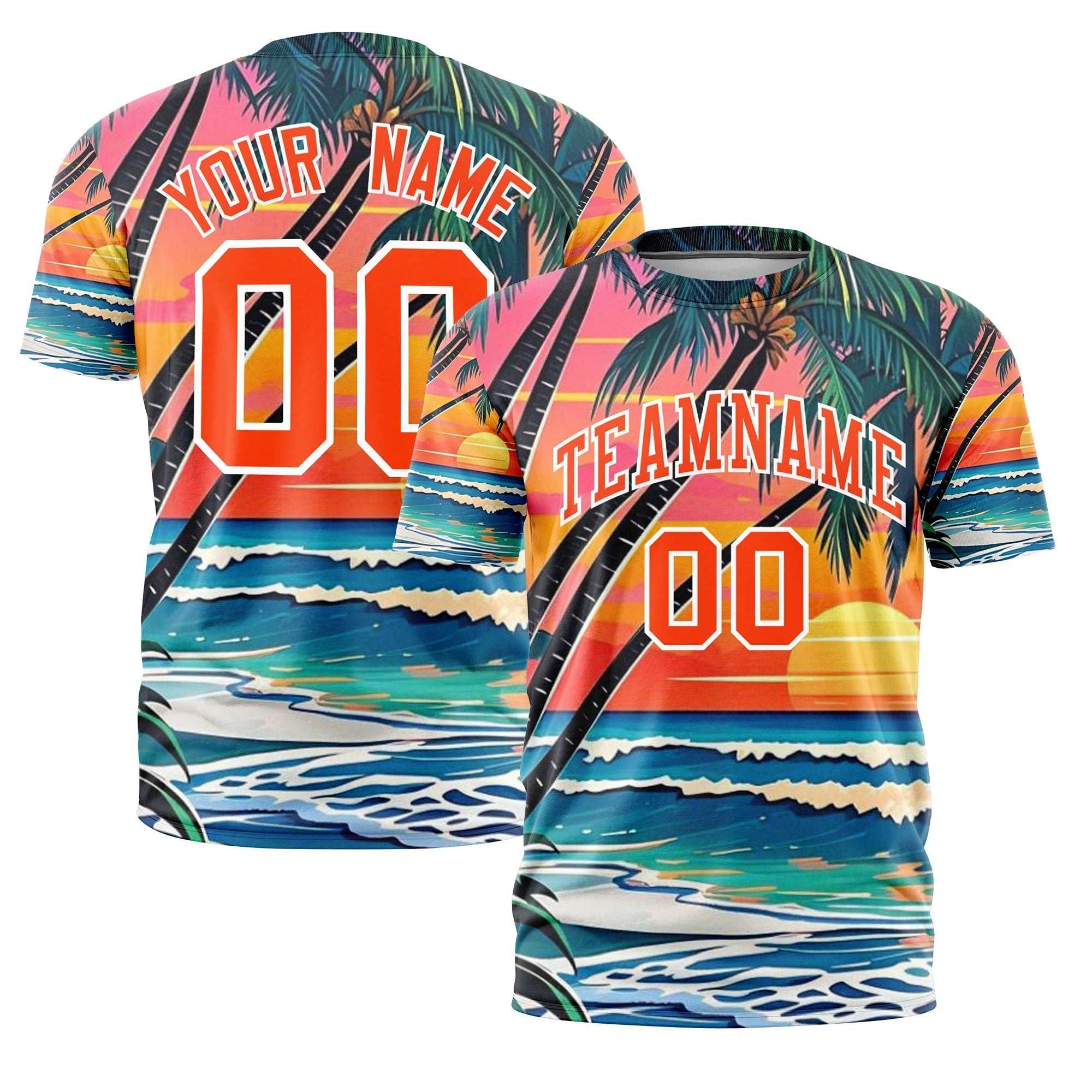 Benutzerdefiniertes T-Shirt im hawaiianischen Stil mit Graffiti-Muster