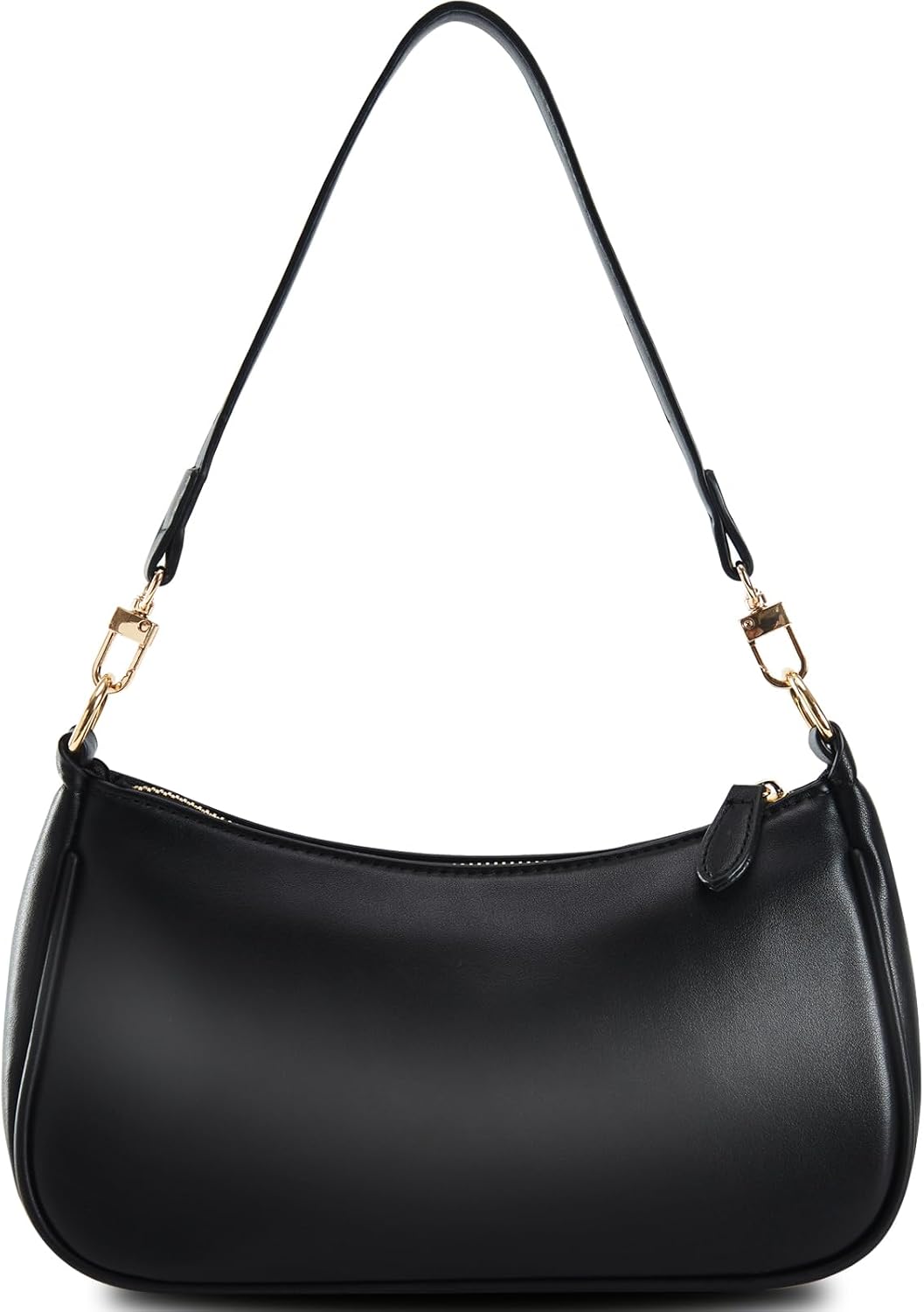 Women's Black PU Crescent Shoulder Bag Chain Accent