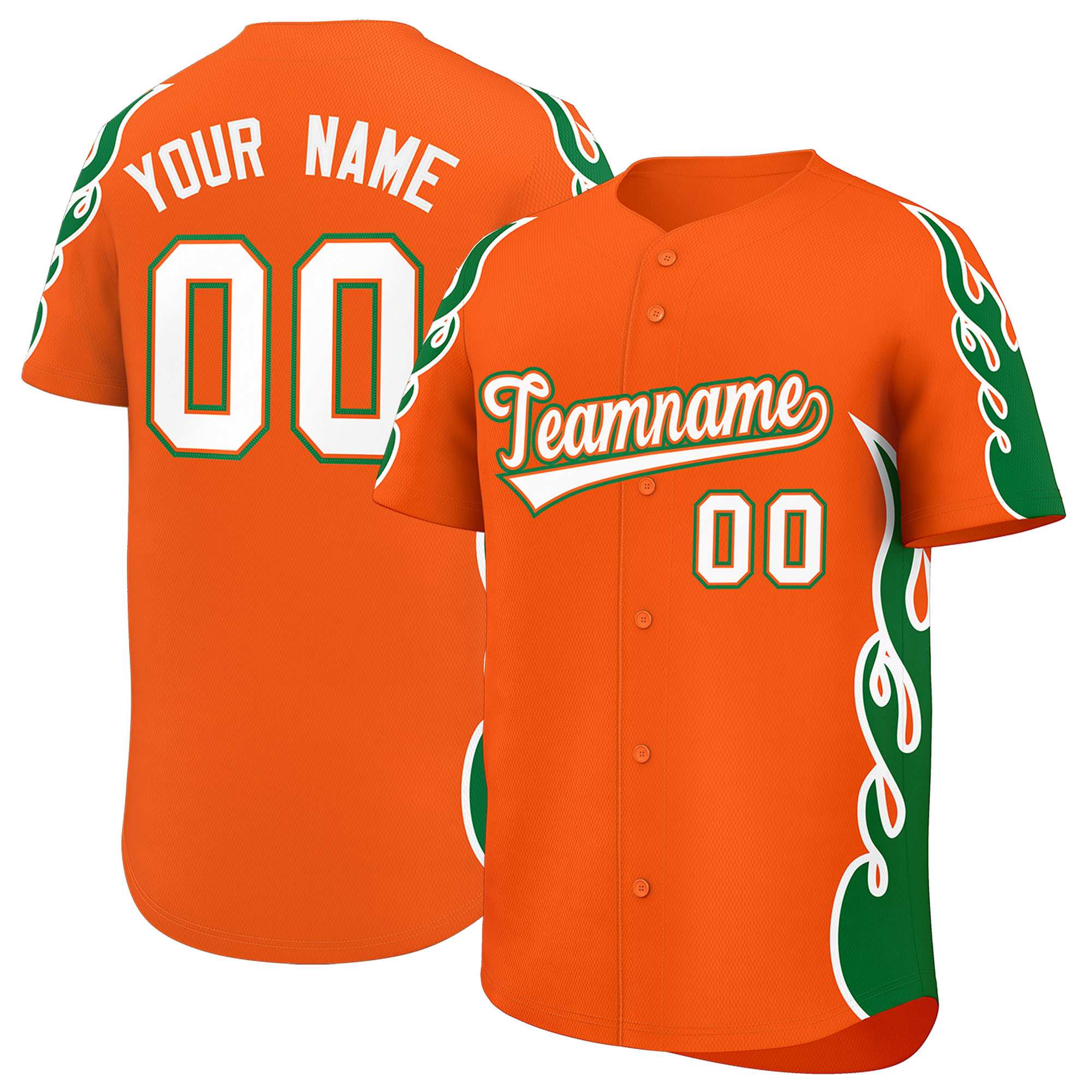 Benutzerdefiniertes Baseball-Trikot mit Seitenflammen-Umrissmuster für Sportuniformen