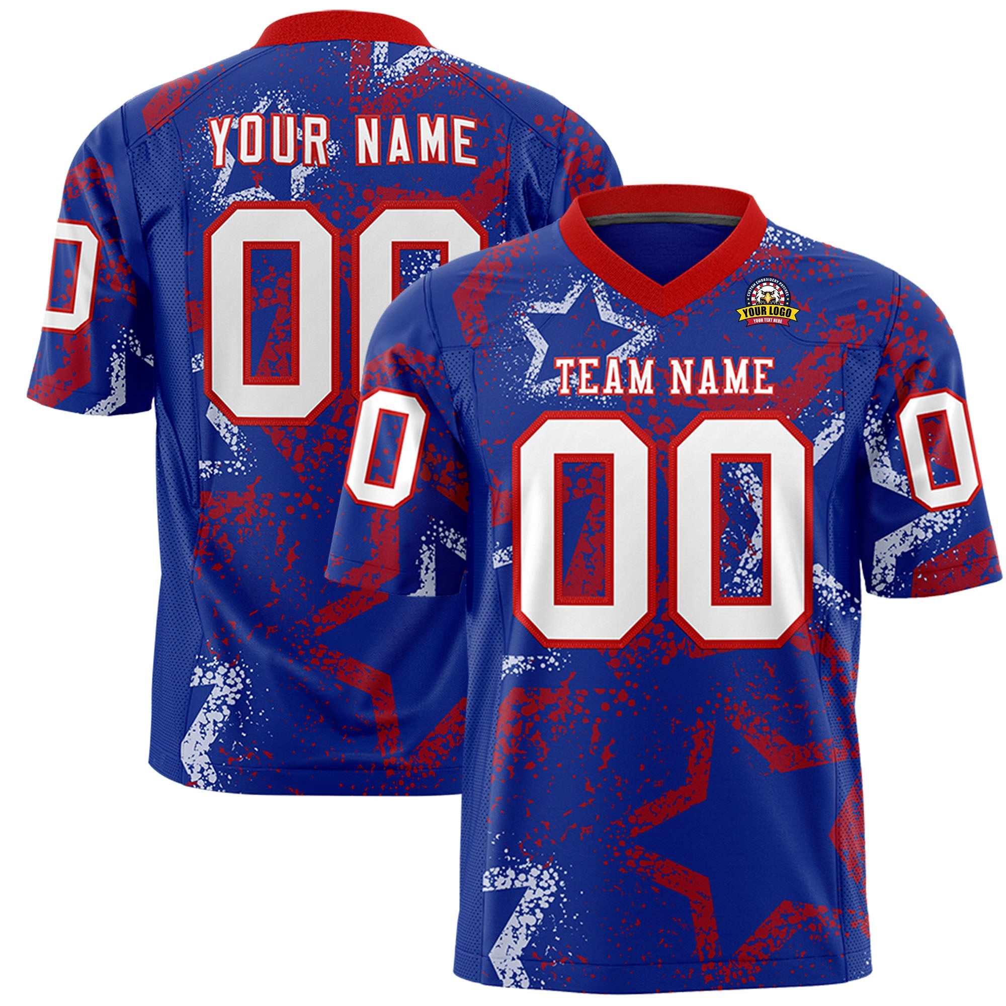 Individuell personalisiertes, authentisches Fußballtrikot mit Stern-Graffiti-Muster