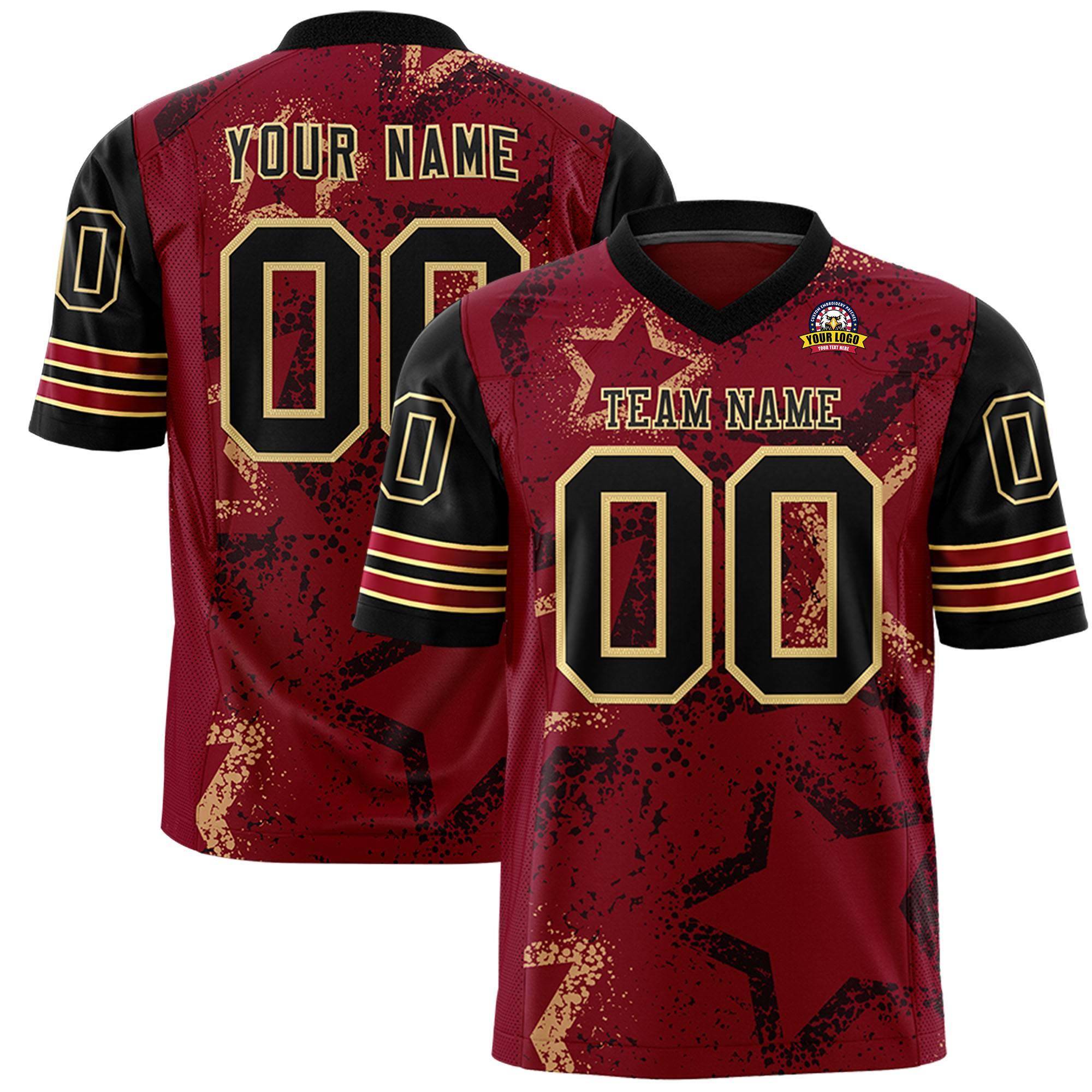 Individuell personalisiertes, authentisches Fußballtrikot mit Sternmuster-Design Individuell personalisiertes, authentisches Fußballtrikot mit Sternmuster-Design