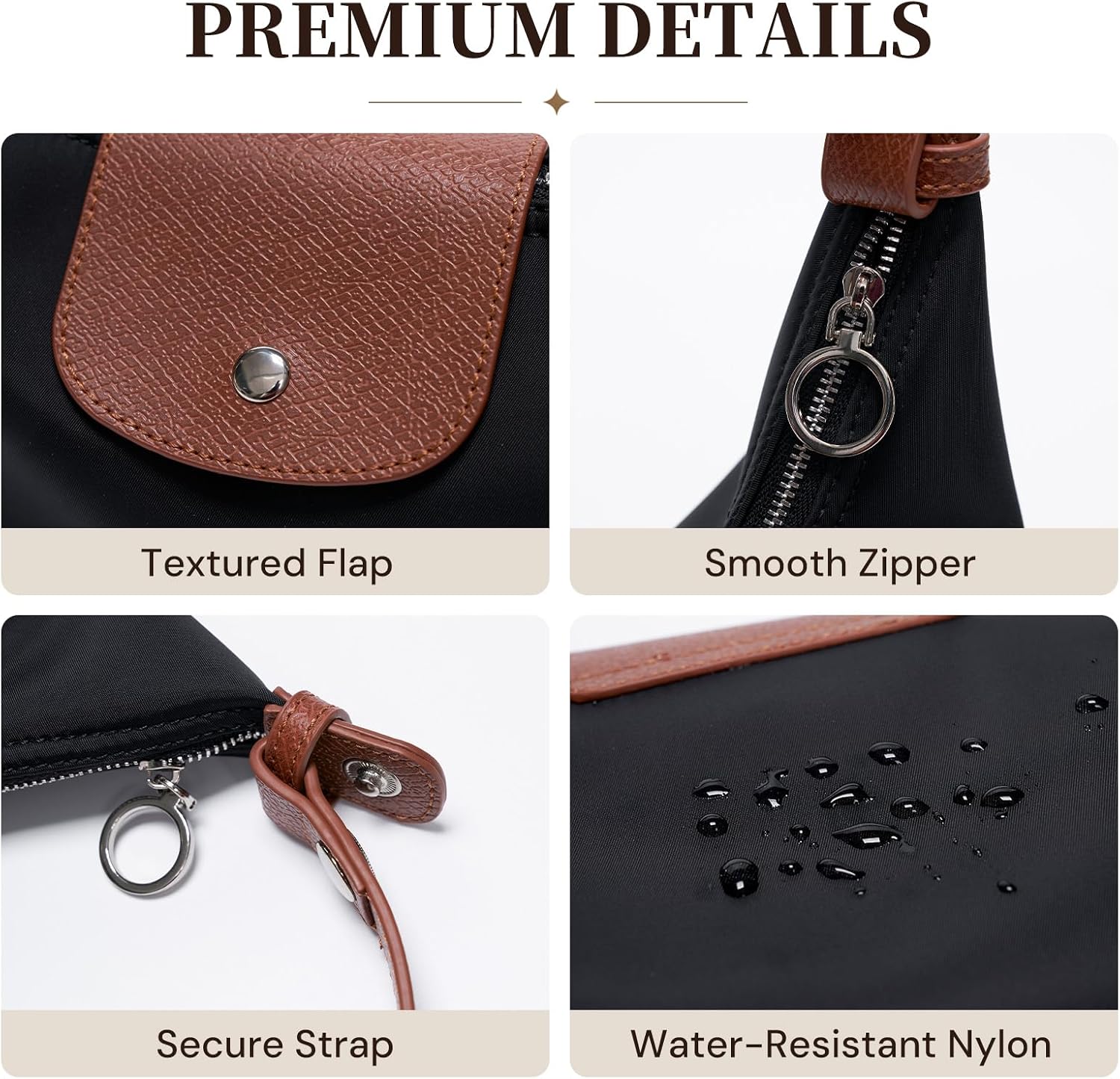 Women's Nylon Hobo Crossbody Bag with Leather Flap Women's Nylon Hobo Crossbody Bag with Leather Flap