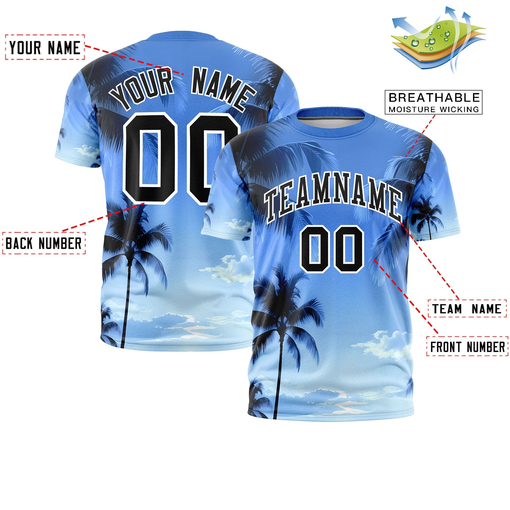 Benutzerdefiniertes T-Shirt im hawaiianischen Stil mit Graffiti-Muster