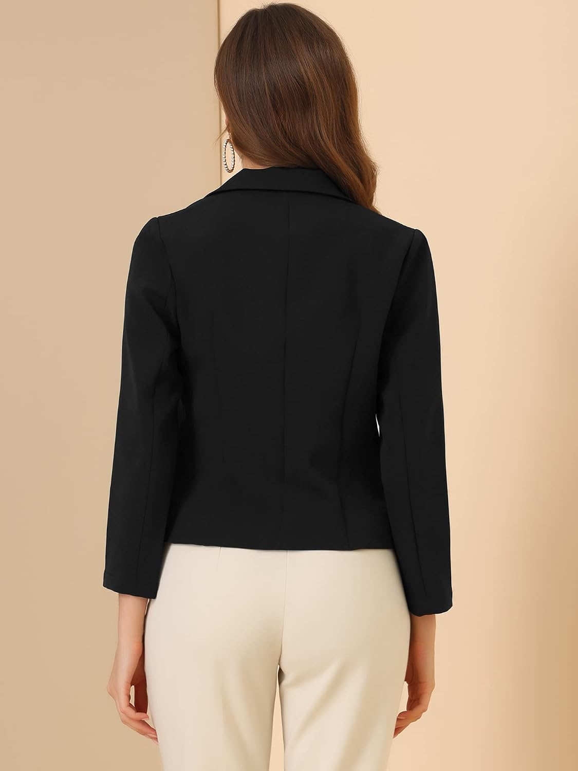 Women's Dressy Blazer Open Front Office Work Business Crop Suit Blazers