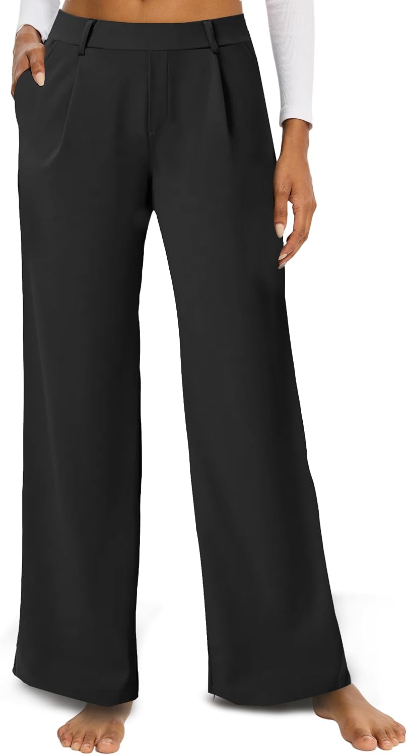 Women's High Waisted Wide Leg Pleated Pants with Pockets