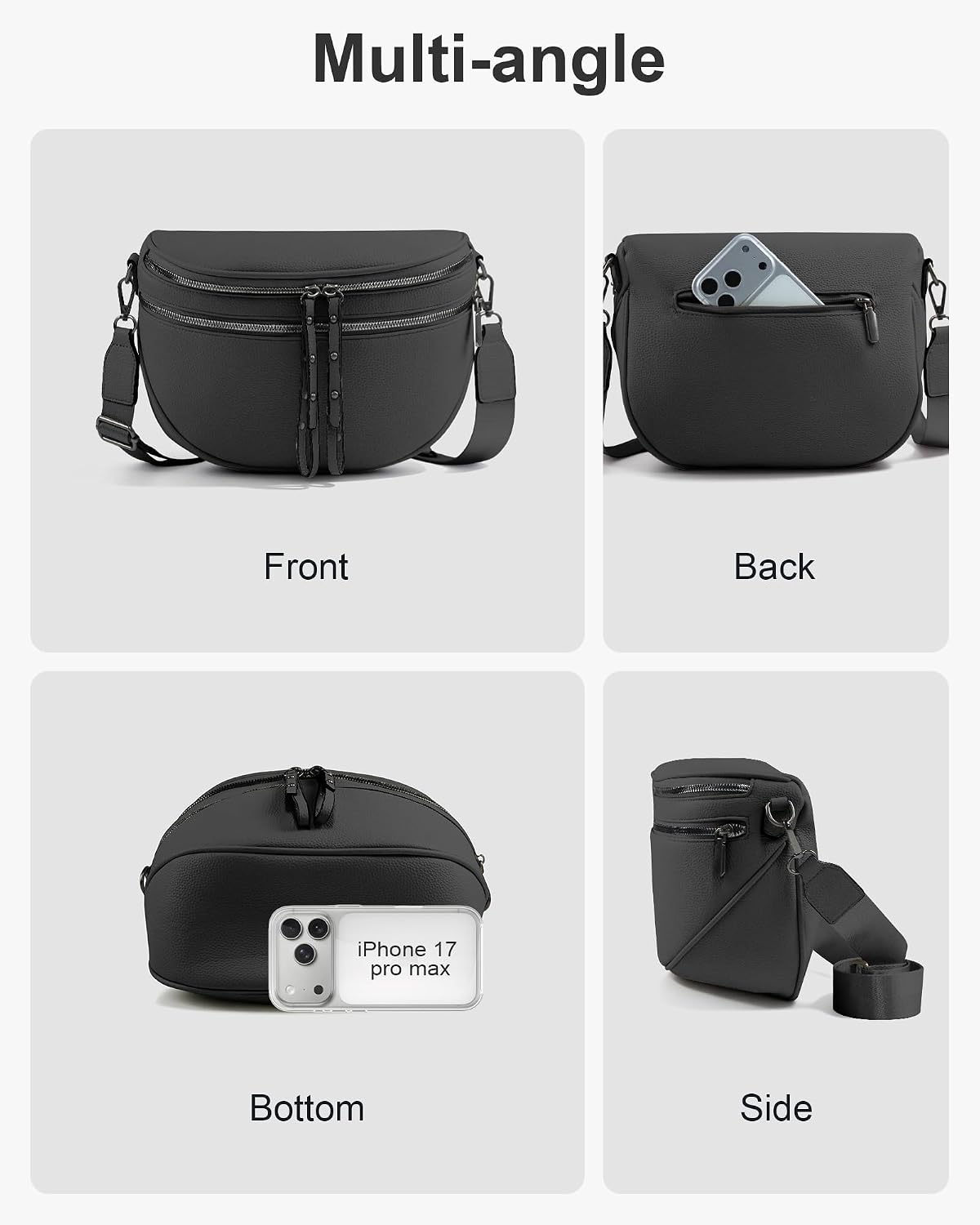 Women's Vegan Leather Saddle Crossbody Bag with Coin Purse