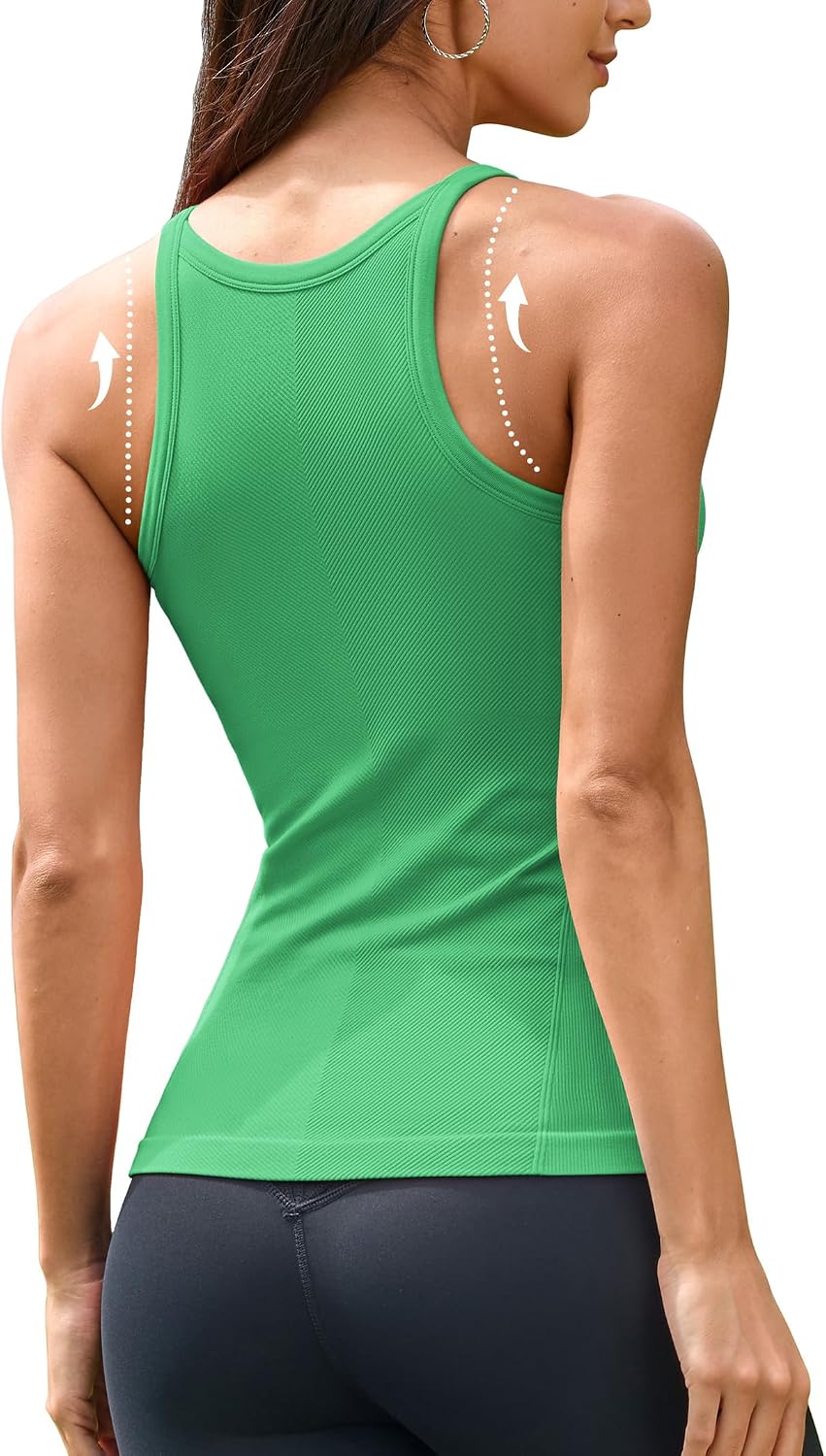 Women's Seamless Ribbed Racerback Tank with Built in Bra
