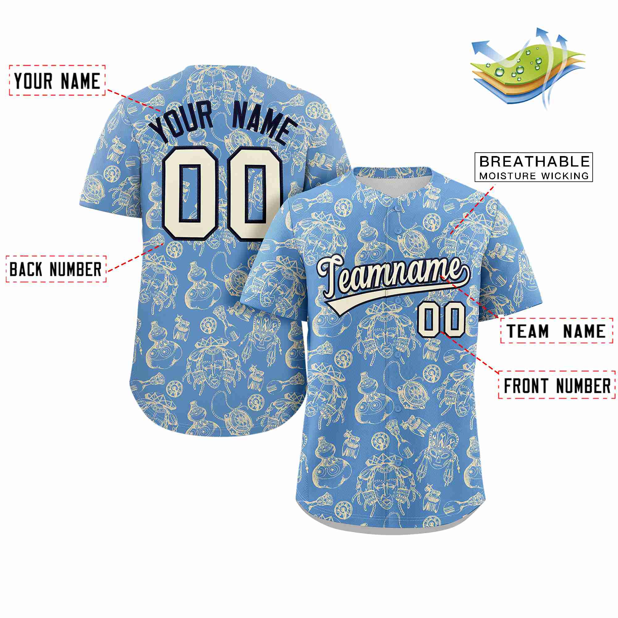 Benutzerdefiniertes 3D-Graffiti-Muster, personalisiertes Design, authentisches Baseball-Trikot