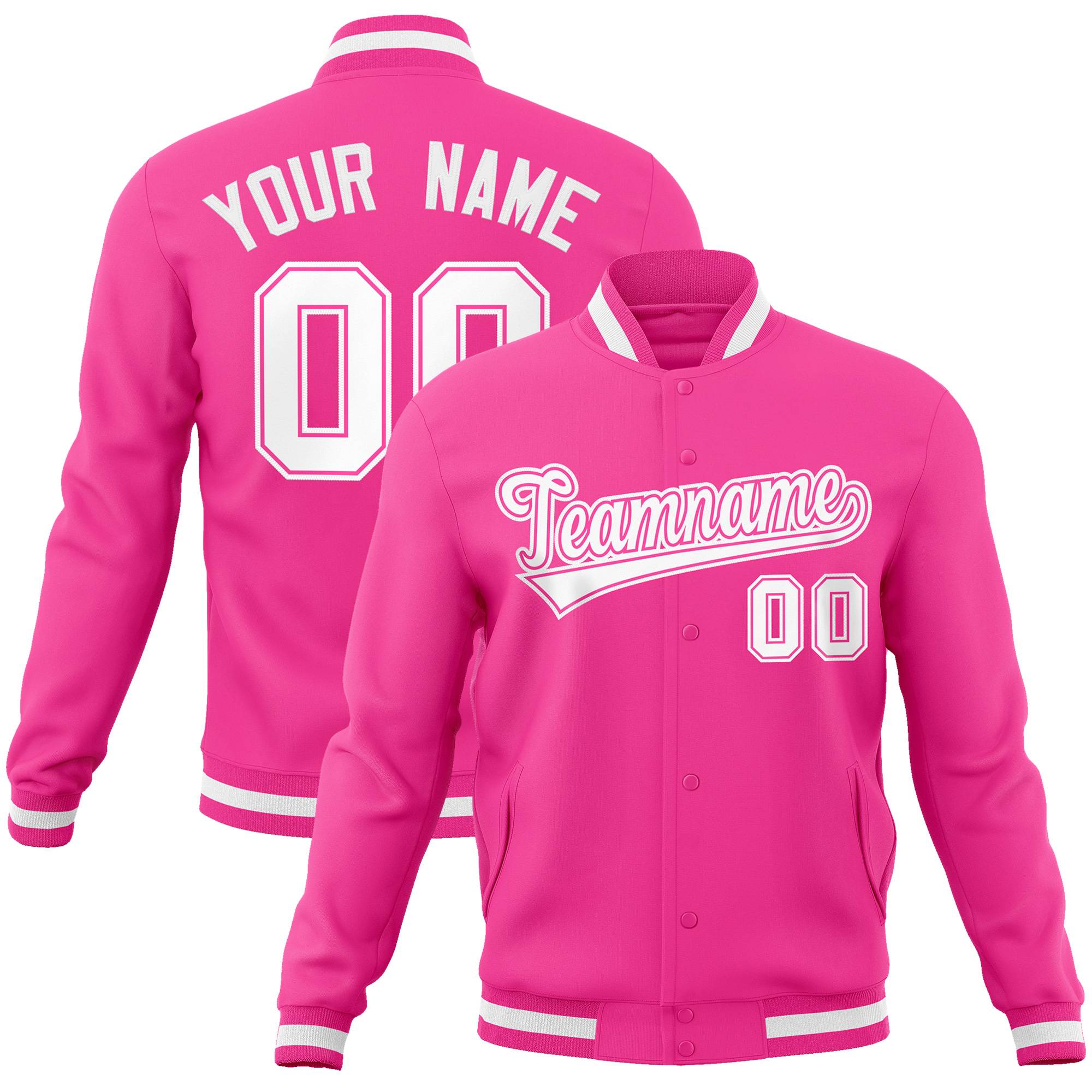 Maßgeschneiderte Varsity-Letterman-Jacke mit durchgehendem Druckknopf im klassischen Stil