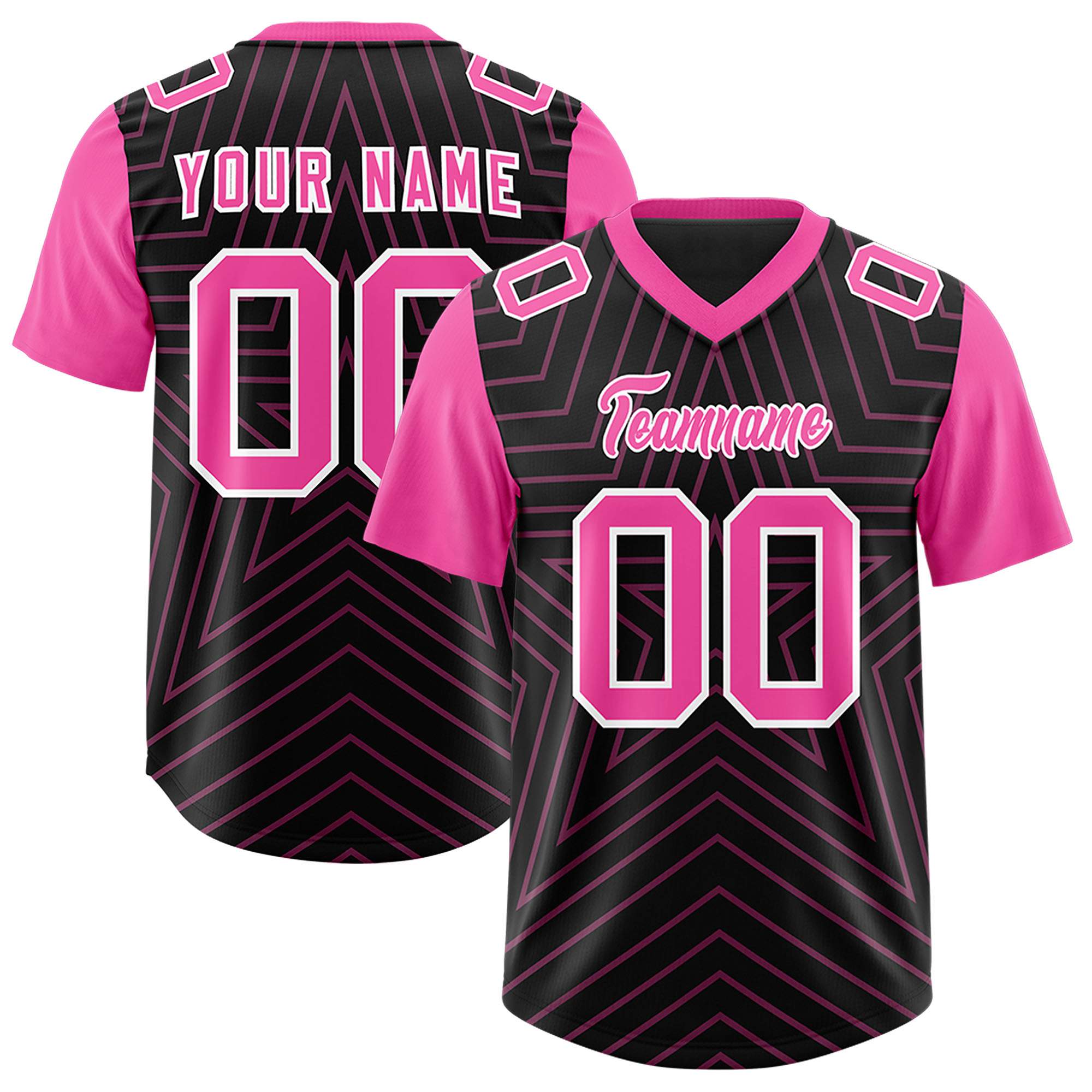 Individuell personalisiertes, authentisches Fußballtrikot mit Raglanärmeln und Sternenmuster