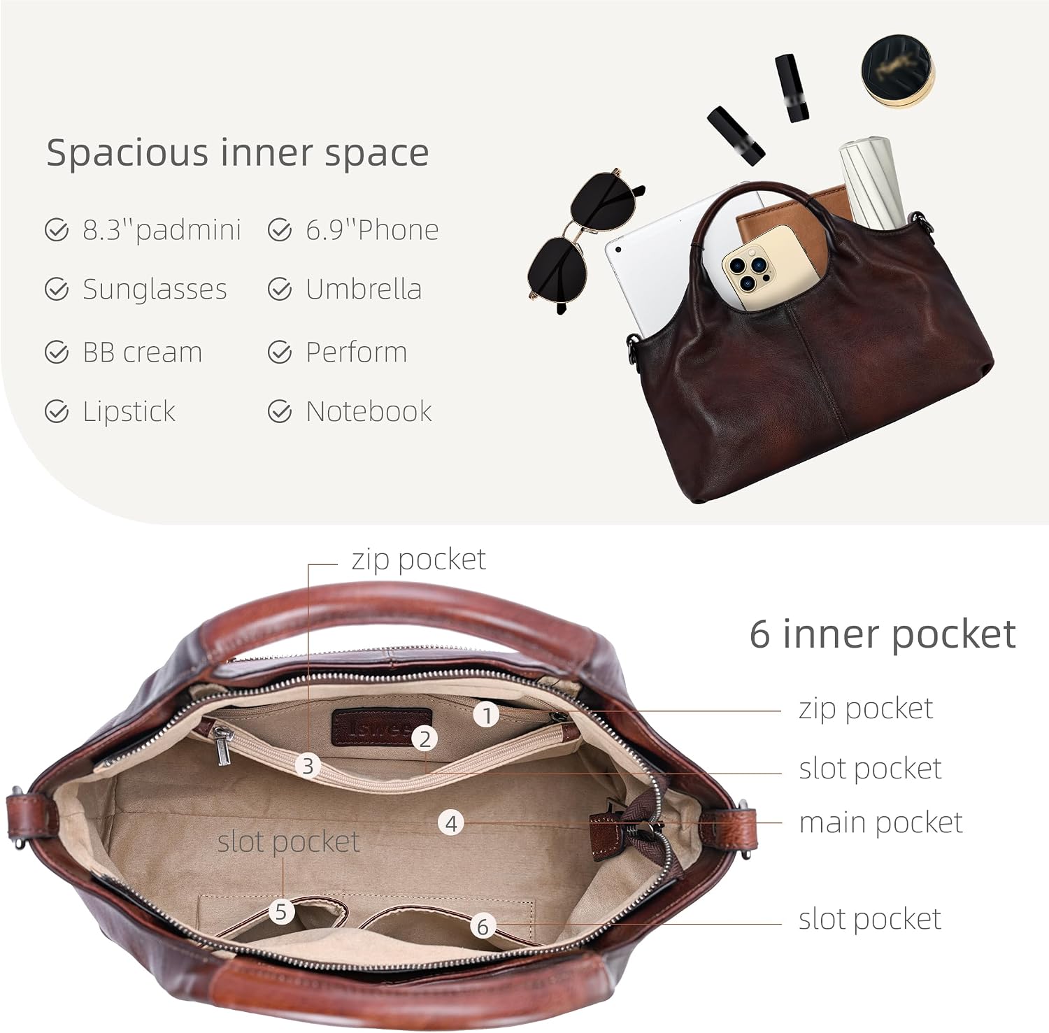 Women's Soft Genuine Leather Cut-Out Handle Hobo Burgundy Women's Soft Genuine Leather Cut-Out Handle Hobo Burgundy