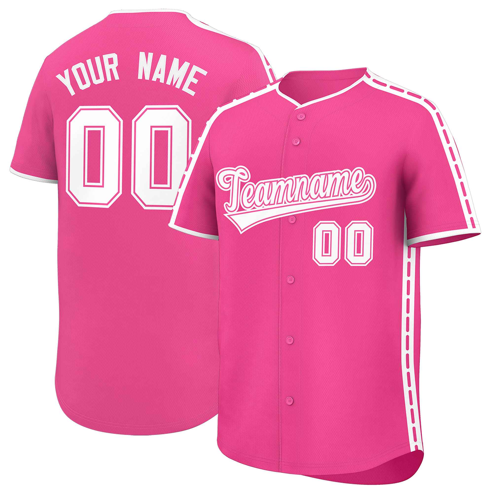 Authentisches Baseball-Trikot mit individuellem Farbblock, personalisierter seitlicher gepunkteter Linie