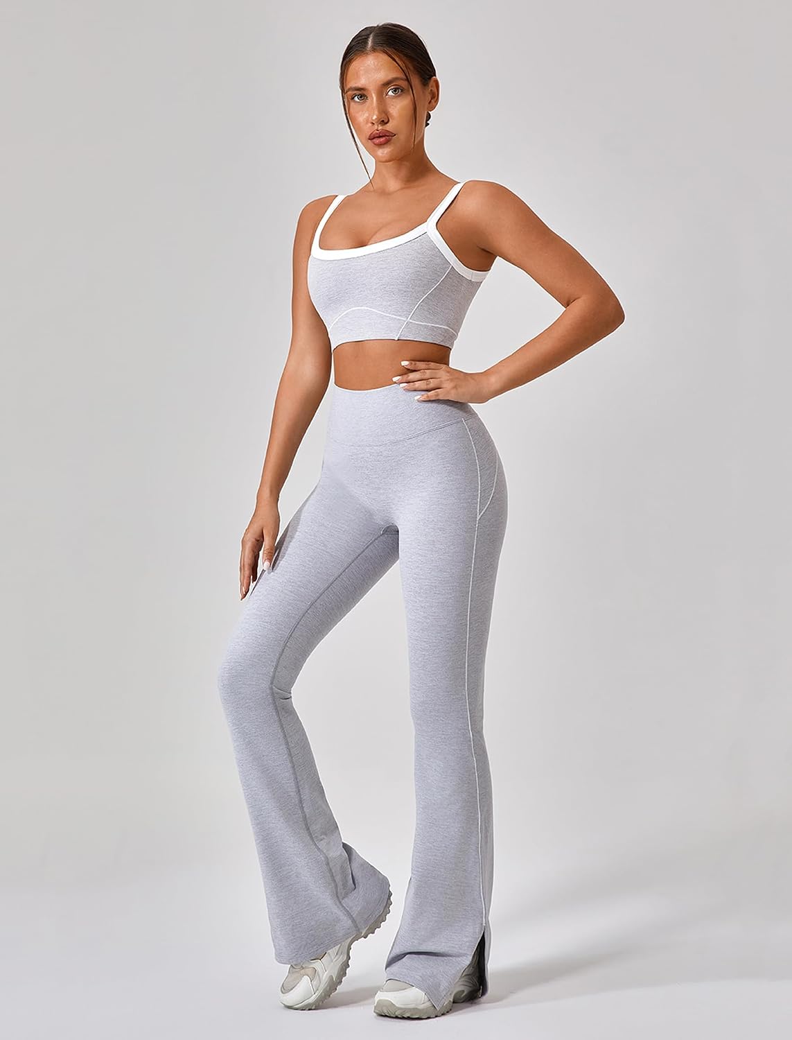 Women's Contrast Trim Sports Bra and Leggings Set