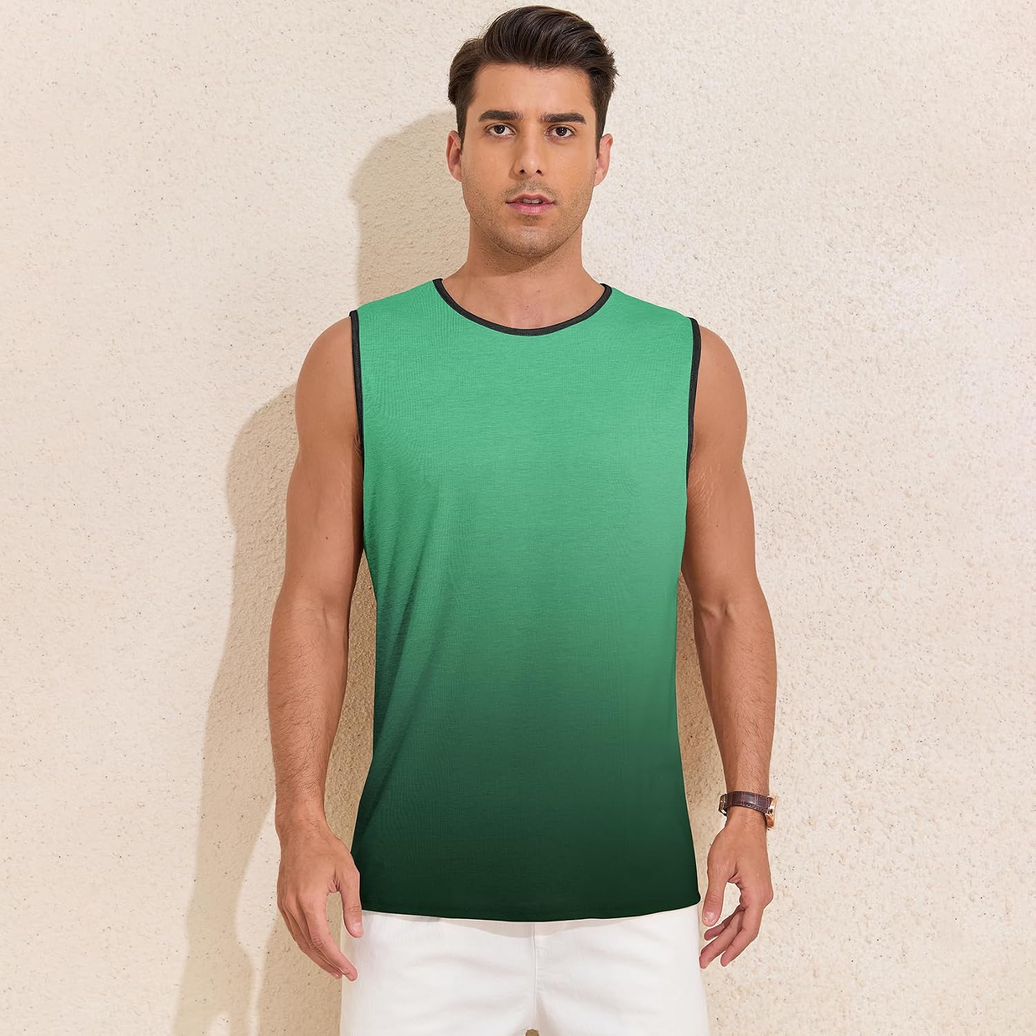Men's Ombre Muscle Tank Top Green Black Men's Ombre Muscle Tank Top Green Black