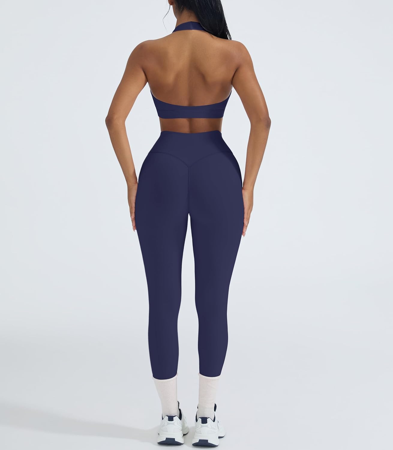 2 Piece Workout Sets for Women Halter Sports Bras Gym Sets Booty Leggings Outfits