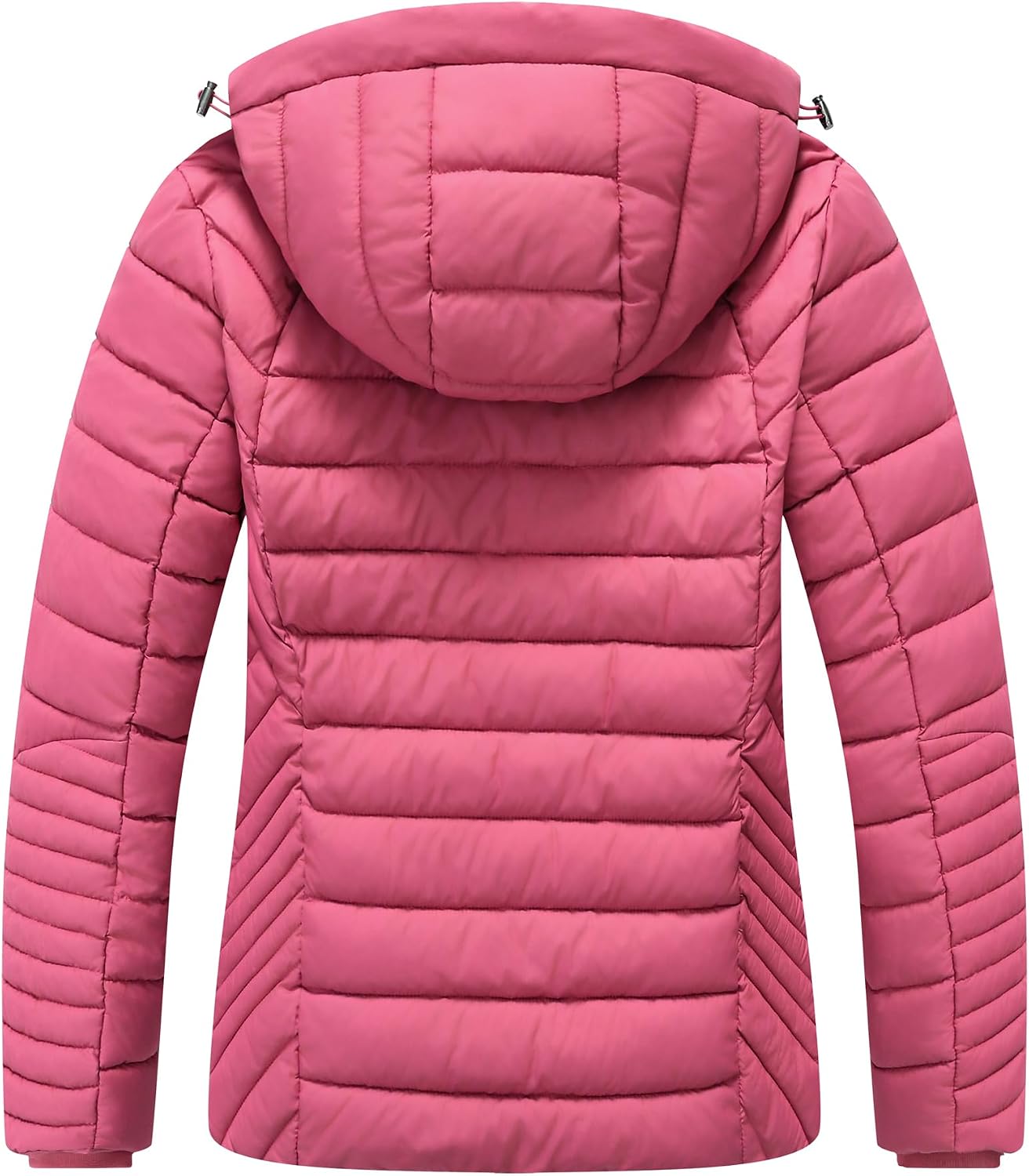 Women's Short Quilted Down Coat Detachable Hood Berry