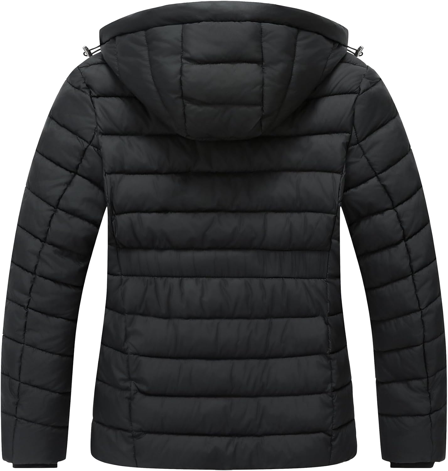 Women's Short Quilted Down Coat Detachable Hood Black Women's Short Quilted Down Coat Detachable Hood Black