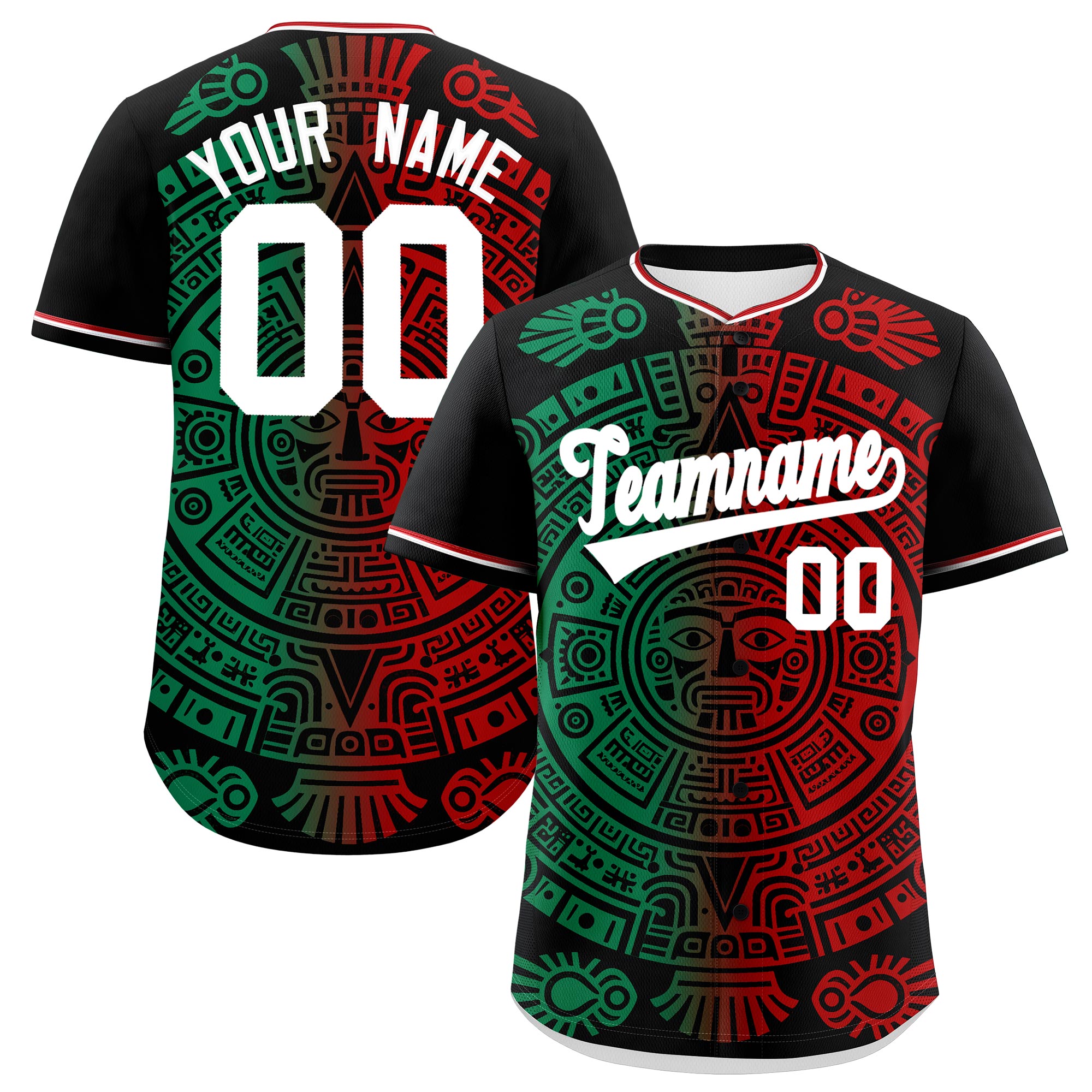 Benutzerdefiniertes Baseball-Trikot aus Stretchstoff mit Graffiti-Muster im mexikanischen Stil Benutzerdefiniertes Baseball-Trikot aus Stretchstoff mit Graffiti-Muster im mexikanischen Stil
