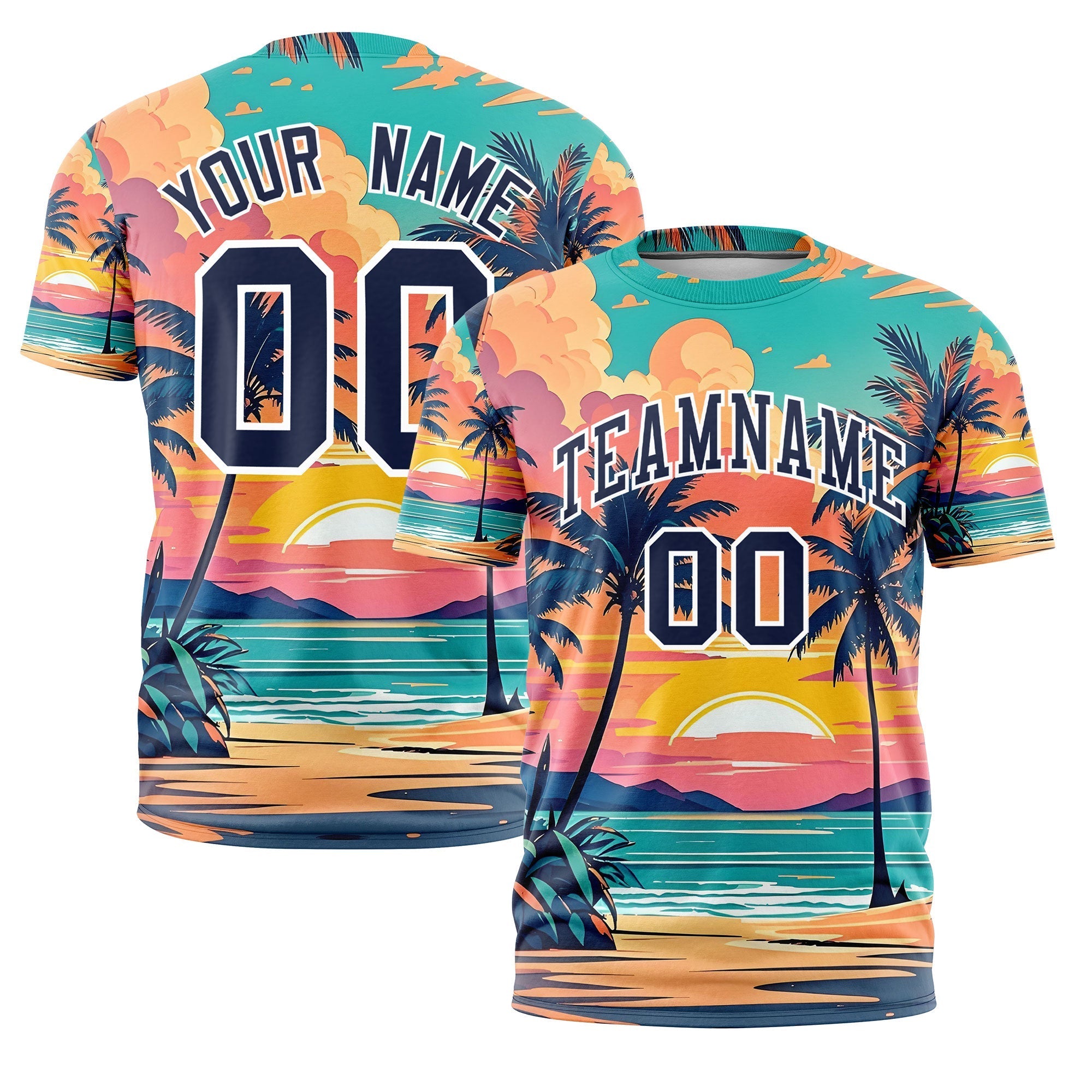 Benutzerdefiniertes T-Shirt im hawaiianischen Stil mit Graffiti-Muster