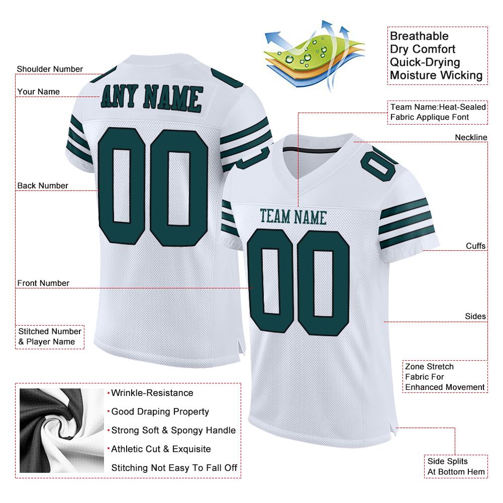 Custom Midnight Green-Black Classic Style Mesh Authentic Football Jersey