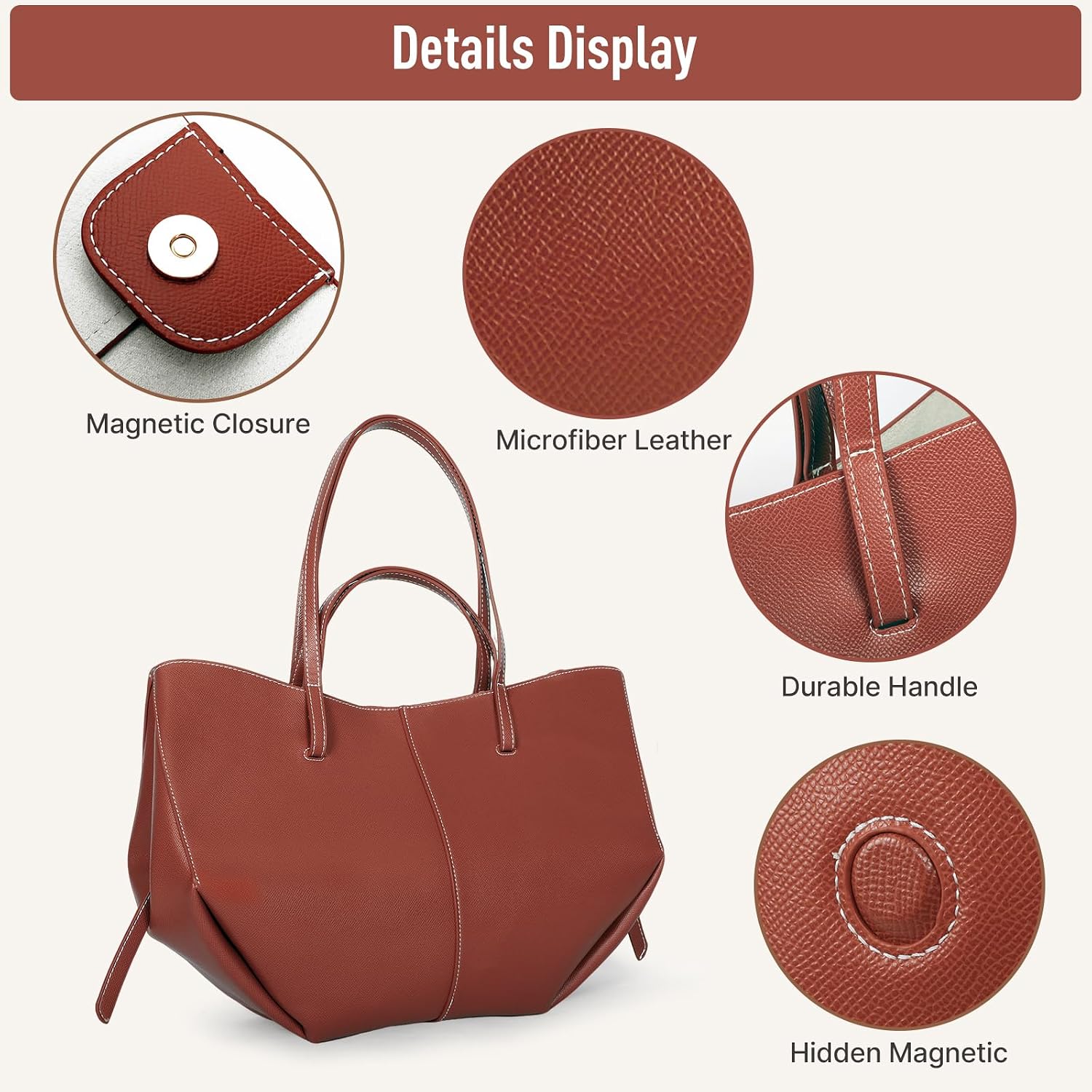 Women's Microfiber Wing Tote Bag Rust Red Women's Microfiber Wing Tote Bag Rust Red