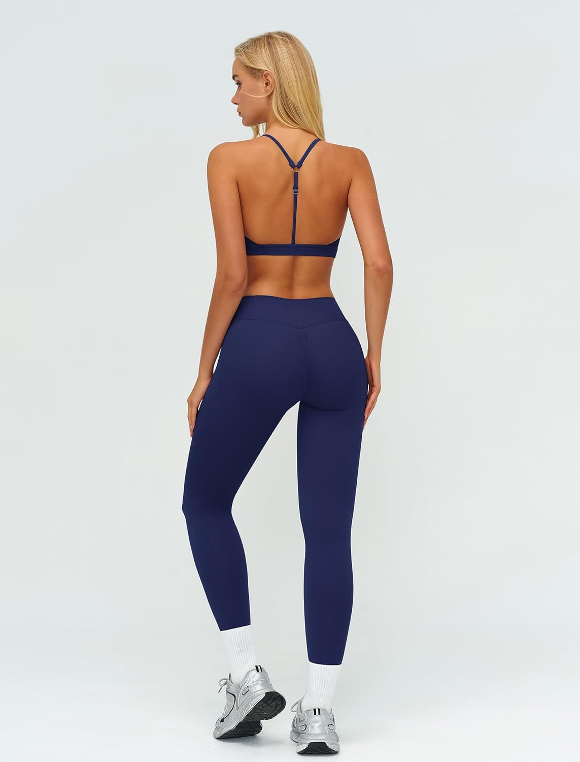 Workout Sets for Women 2 Piece Gym Sets Yoga Outfits V Neck Adjustable Bra High Waist Leggings