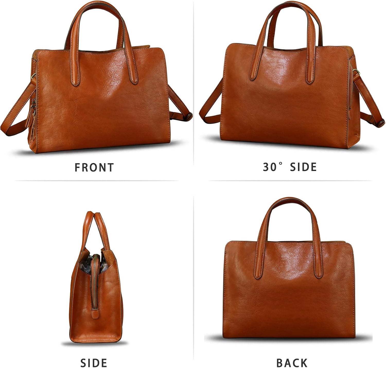 Women's Vintage Genuine Leather Top Handle Tote Satchel Tan Women's Vintage Genuine Leather Top Handle Tote Satchel Tan