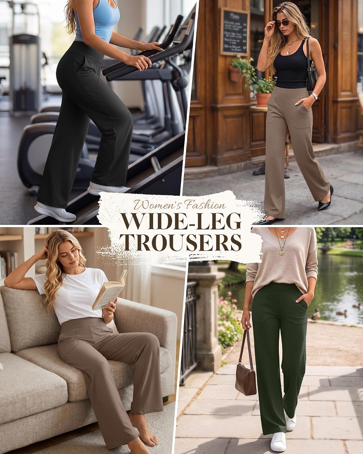 Women's Wide Leg Yoga Pants High Waist with Pockets