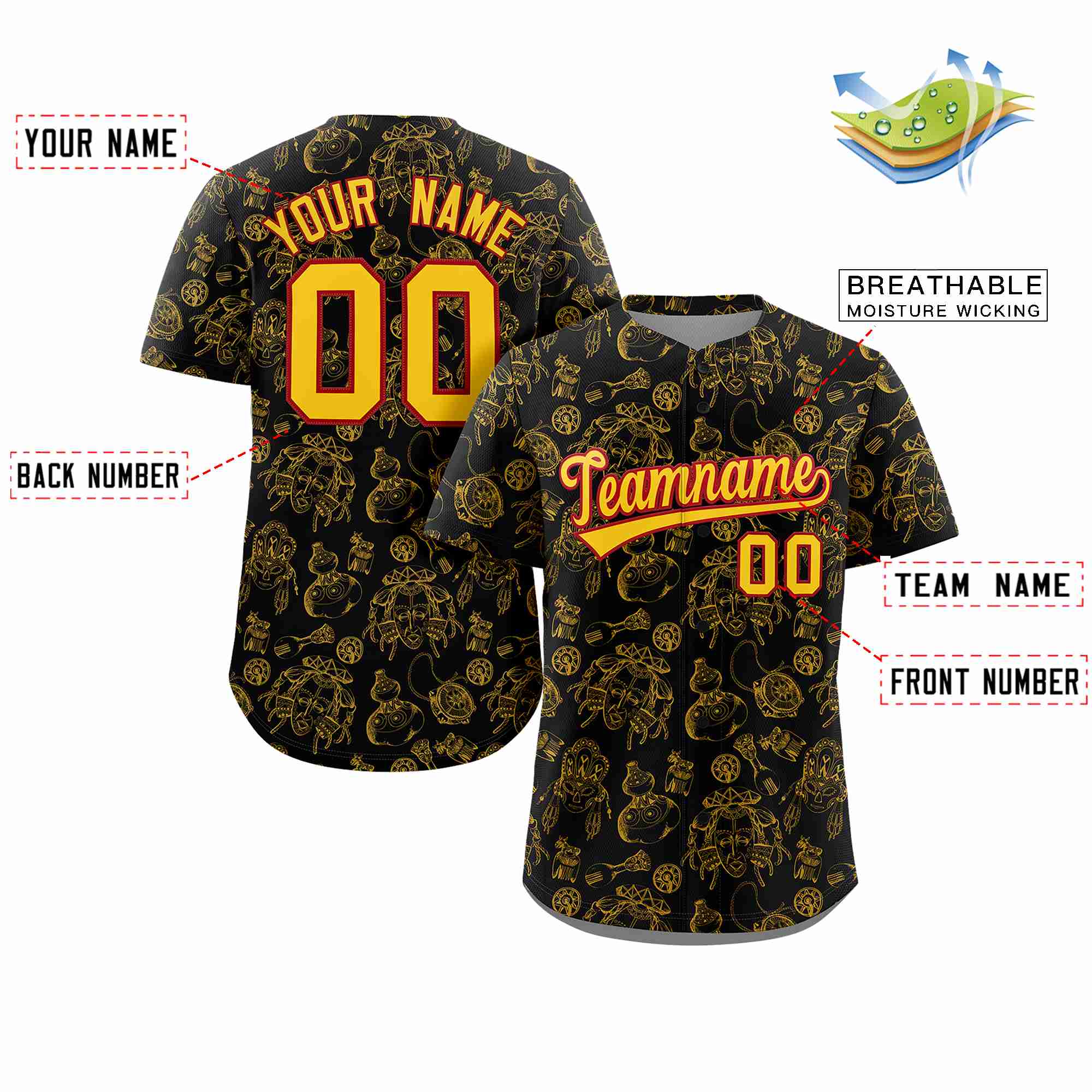 Benutzerdefiniertes 3D-Graffiti-Muster, personalisiertes Design, authentisches Baseball-Trikot