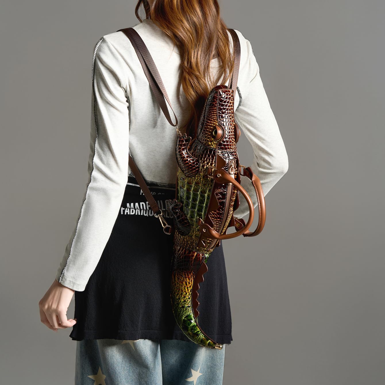 Women's Novelty Crocodile Shape Top Handle Handbag Green Women's Novelty Crocodile Shape Top Handle Handbag Green