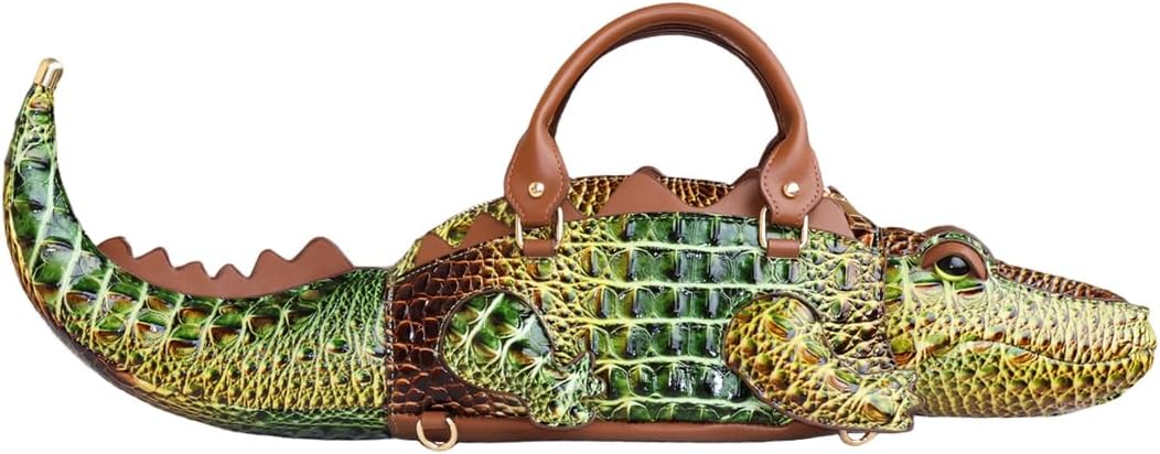 Women's Novelty Crocodile Shape Top Handle Handbag Green