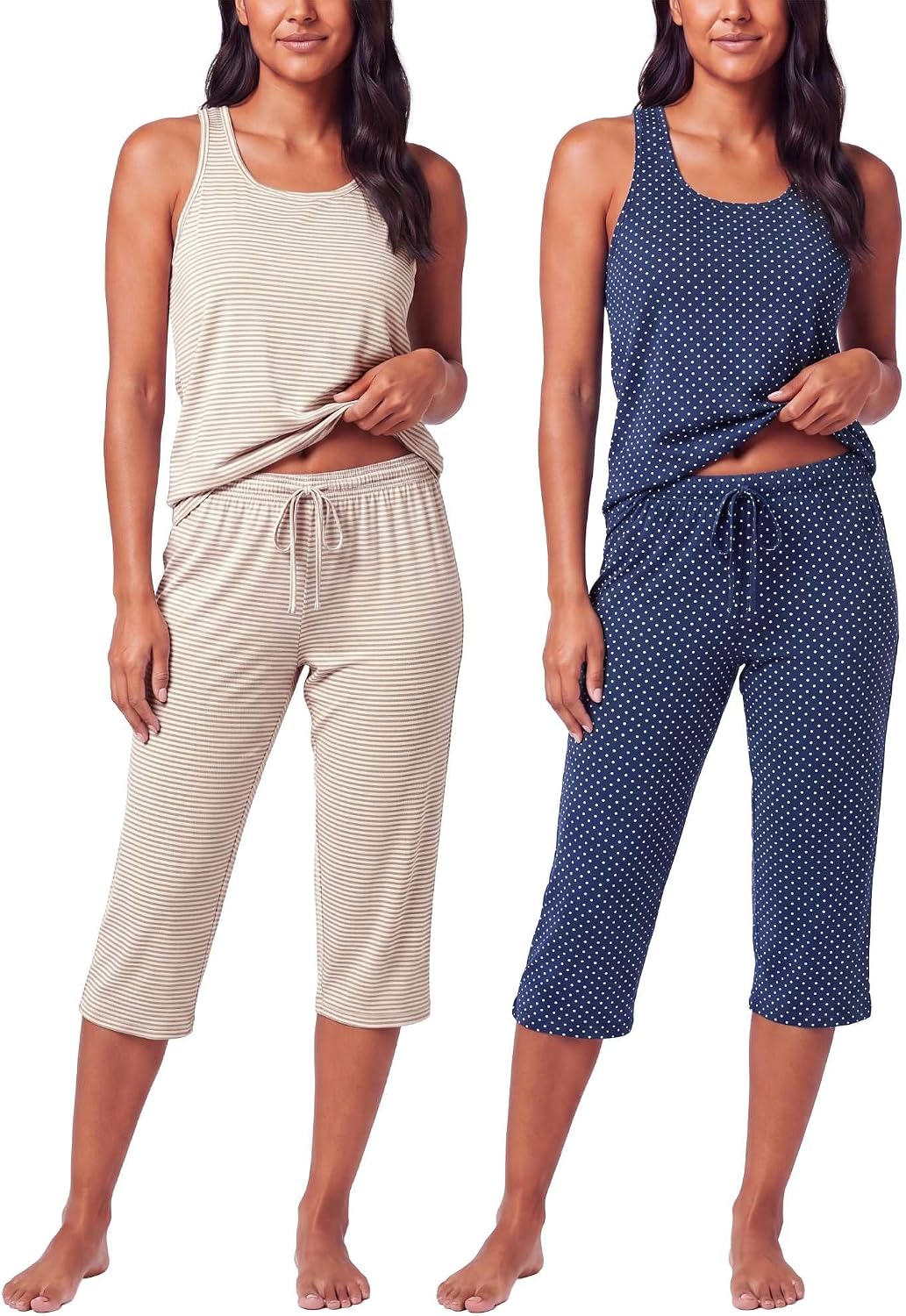 Women's 2 Pack Tank Top and Capri Pajama Set