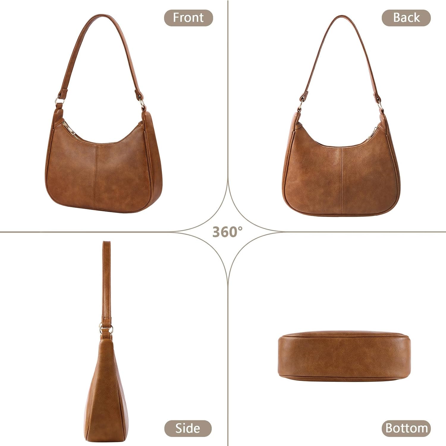 Women's Soft Vegan Leather Hobo Bag with Removable Strap Women's Soft Vegan Leather Hobo Bag with Removable Strap