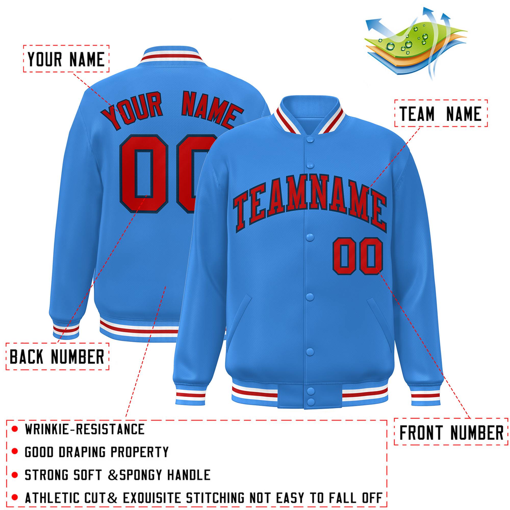 Custom Letterman Two Tone Classic Style Varsity Full-Snap Jacket