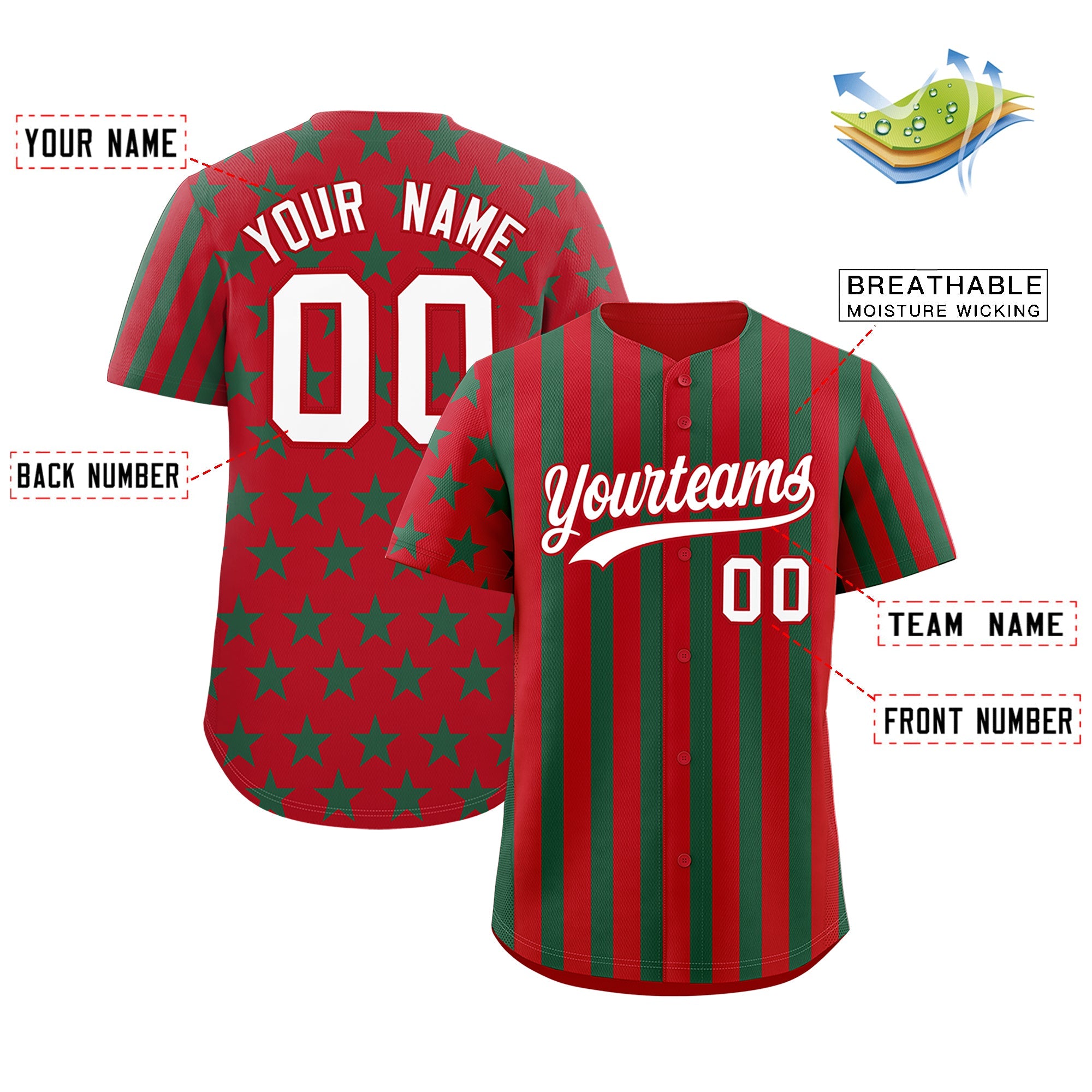 Benutzerdefiniertes Graffiti-Muster-Baseball-Trikot mit amerikanischer Flagge
