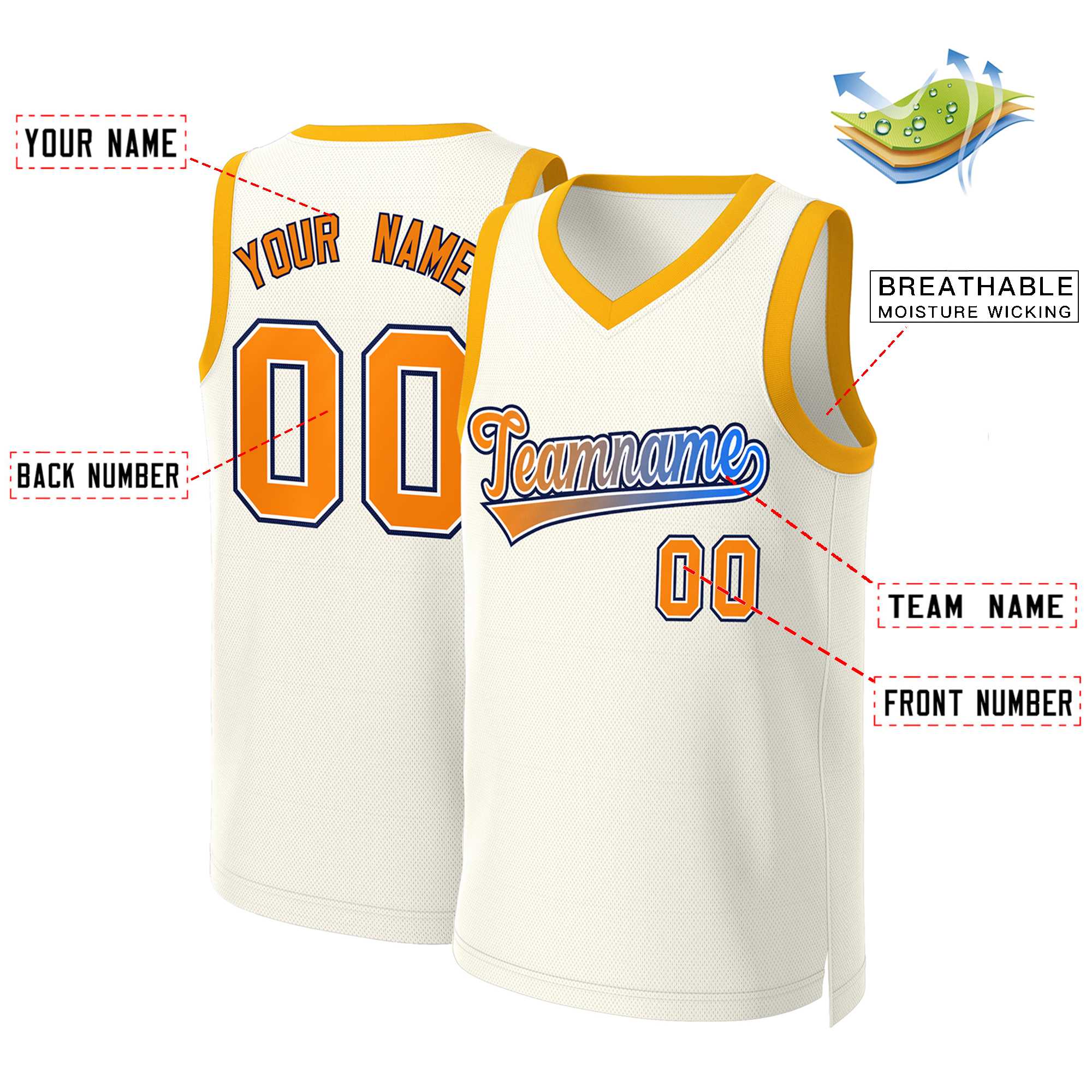 Benutzerdefiniertes Basketballtrikot mit klassischem Farbverlauf und modischen Oberteilen